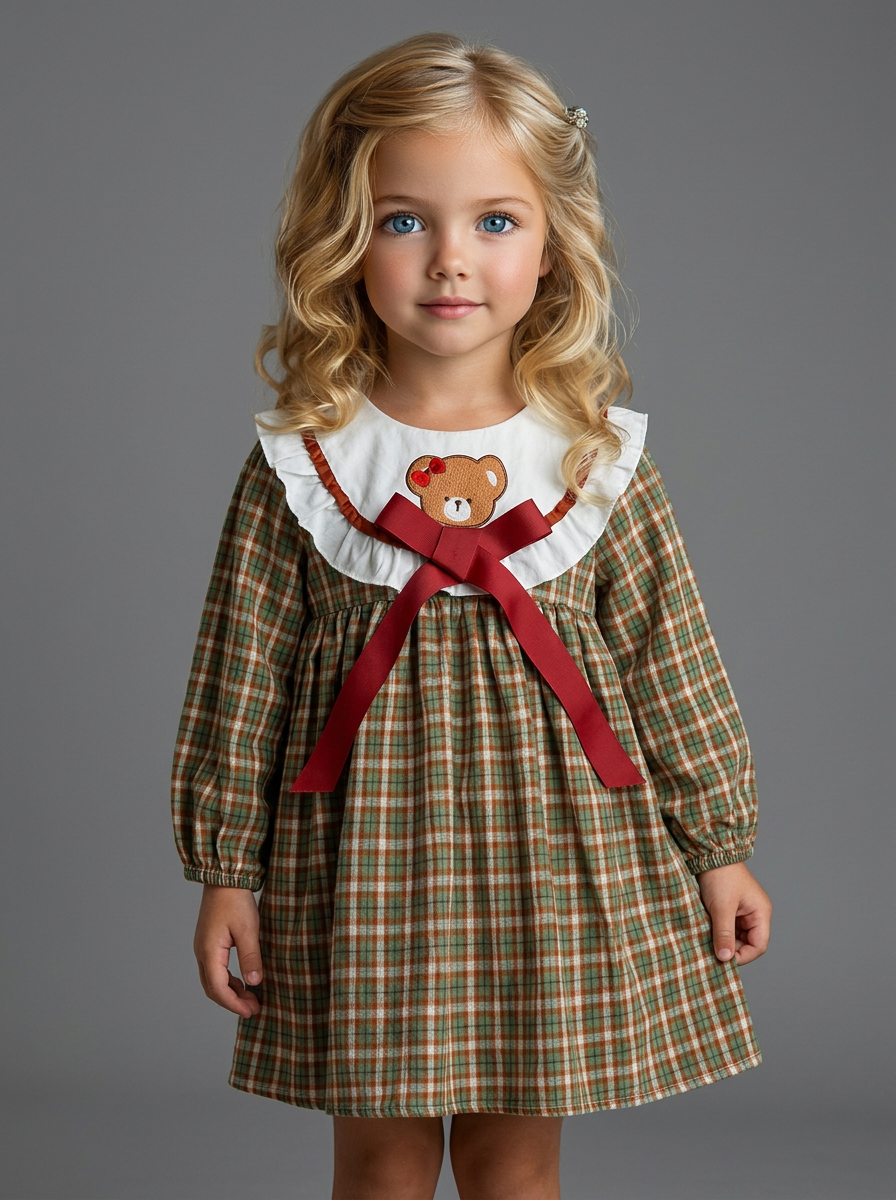 Платье KATARINAKIDS ПлКлетМишка - фото 1