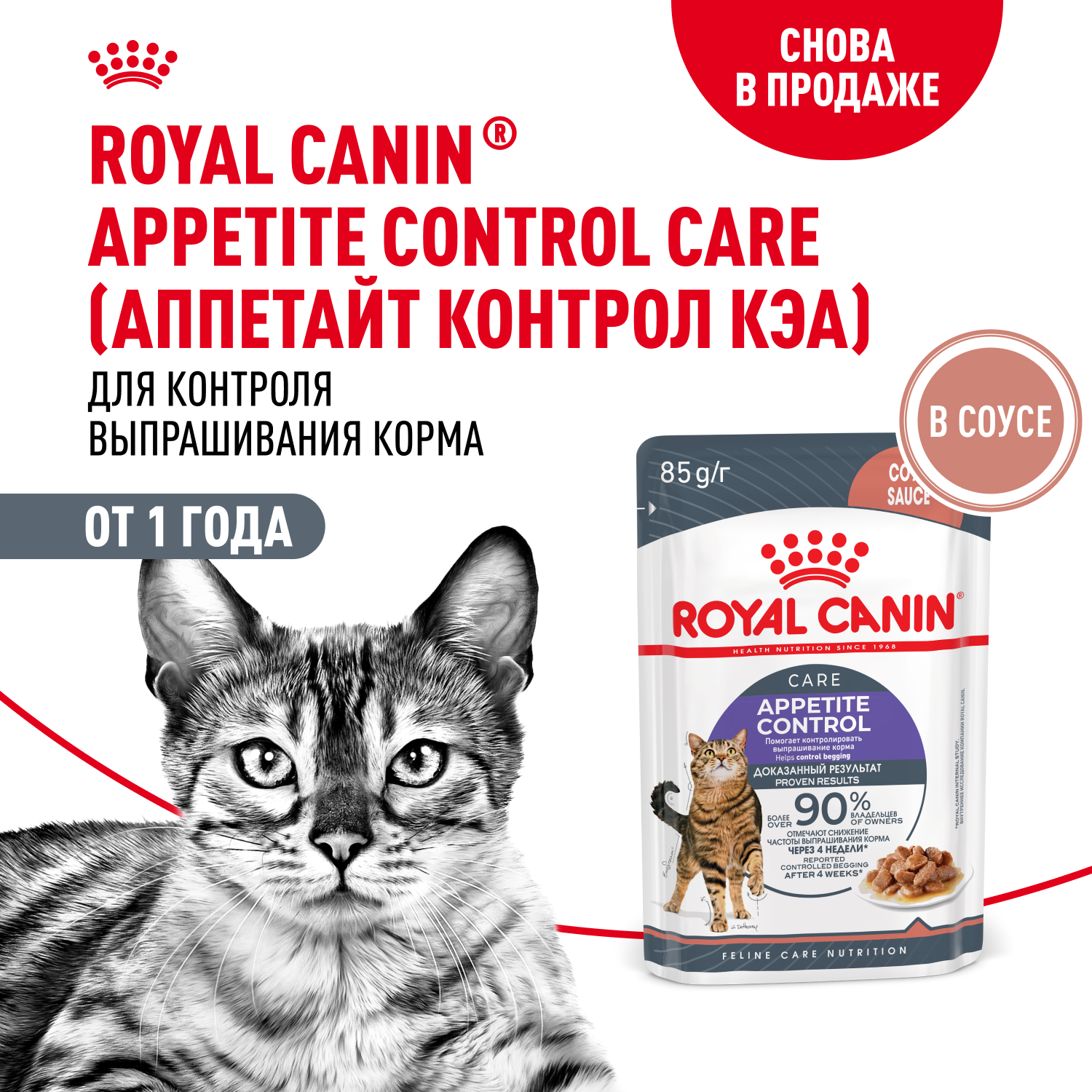 Корм для кошек ROYAL CANIN Care Аппетайт контроль соус пауч 85г - фото 1