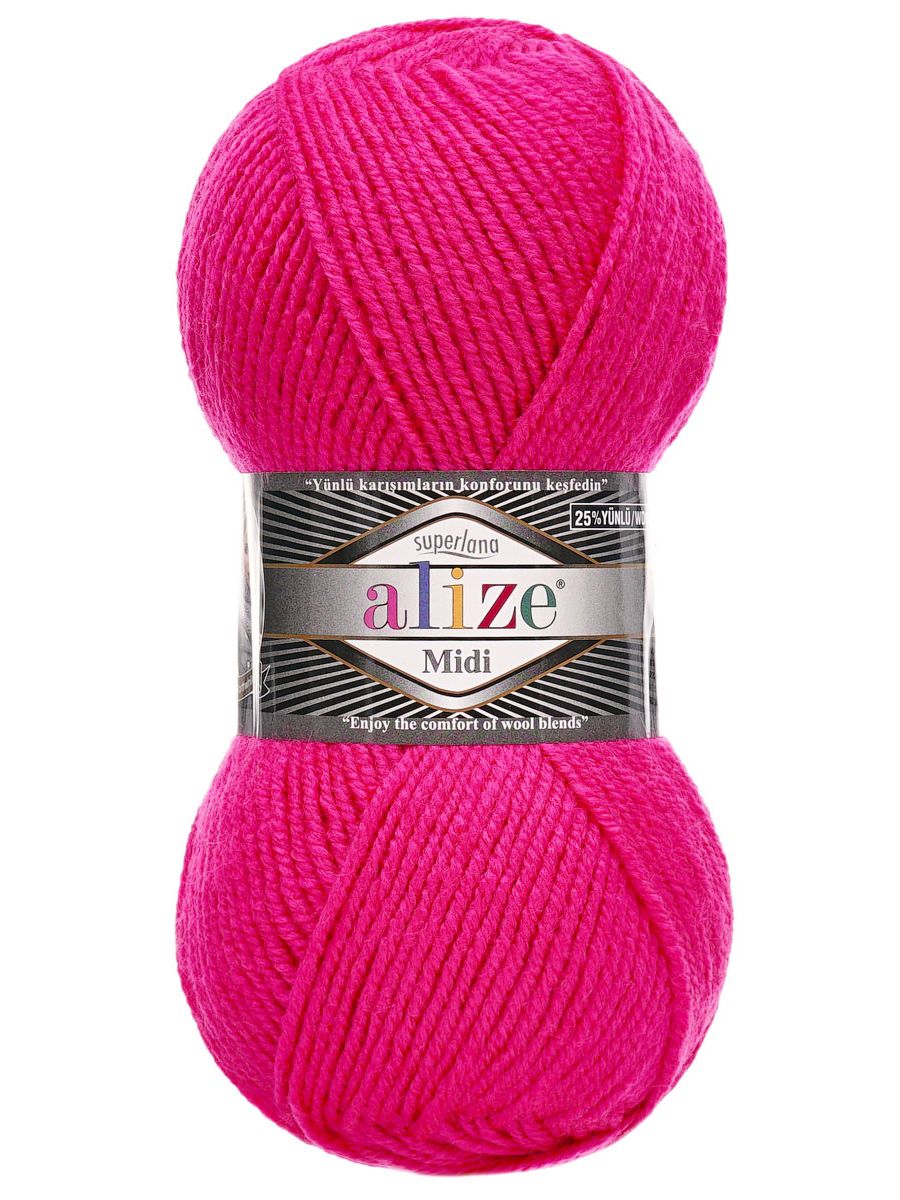 Пряжа Alize теплая для вязания одежды Superlana Midi 100 гр 170 м 5 мотков 149 фуксия - фото 4