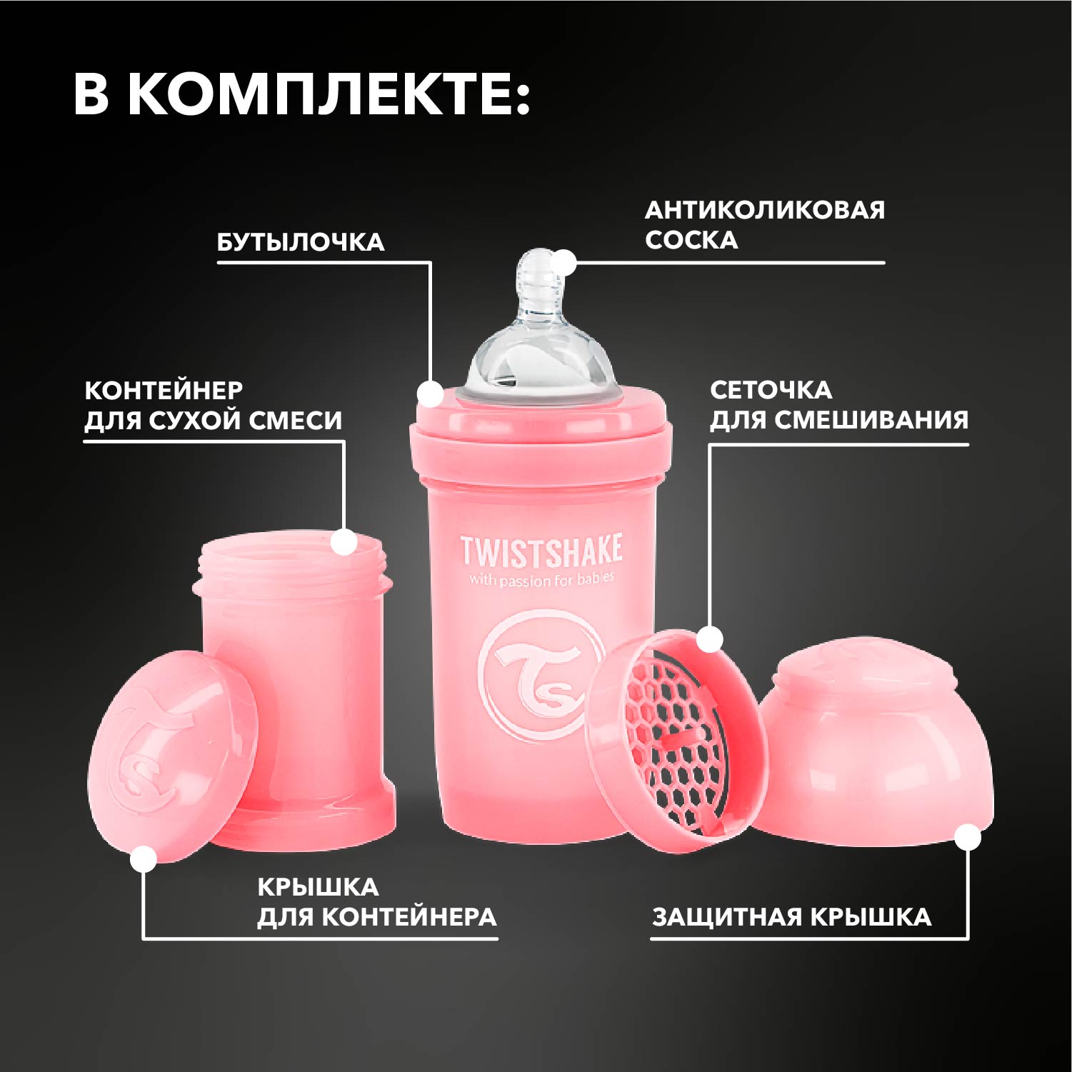 Бутылочка Twistshake Anti-Colic 180 мл 1 шт. - фото 2