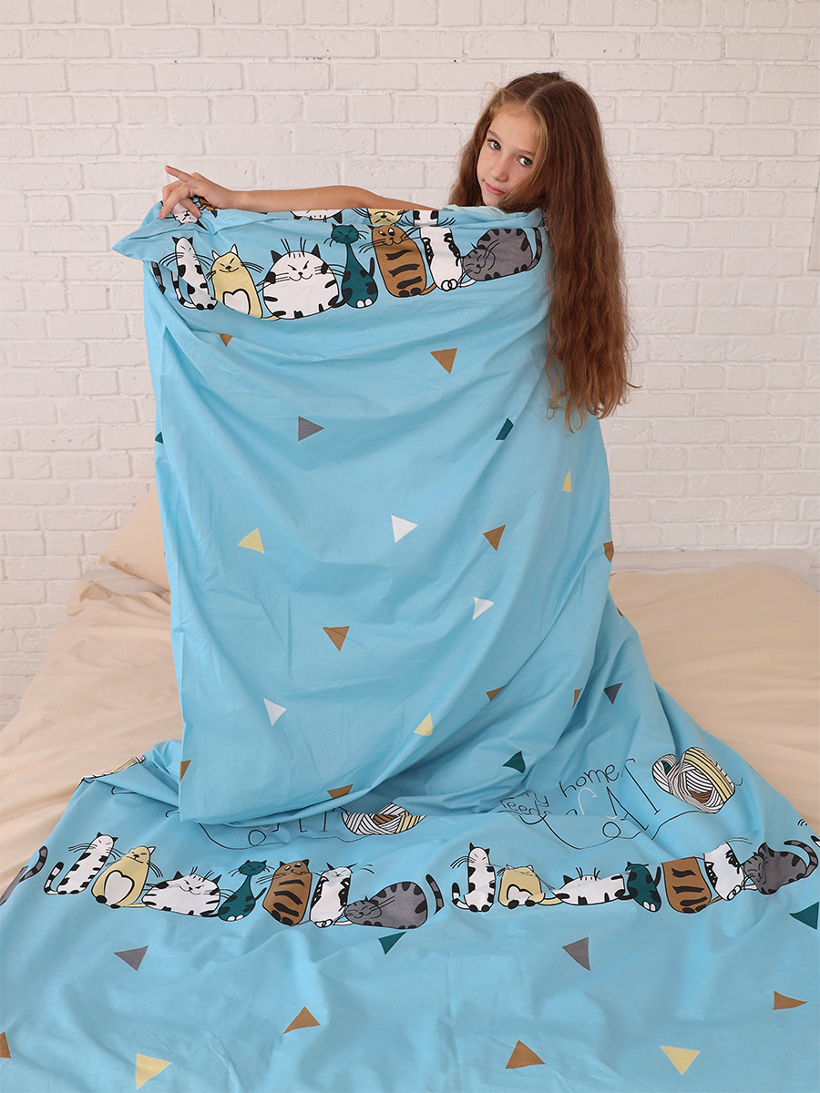 Комплект постельного белья BRAVO kids dreams Котики простыня на резинке полутораспальный 3 предм. - фото 4