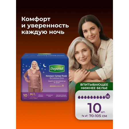 Подгузники для взрослых Depend M/L 10 шт.