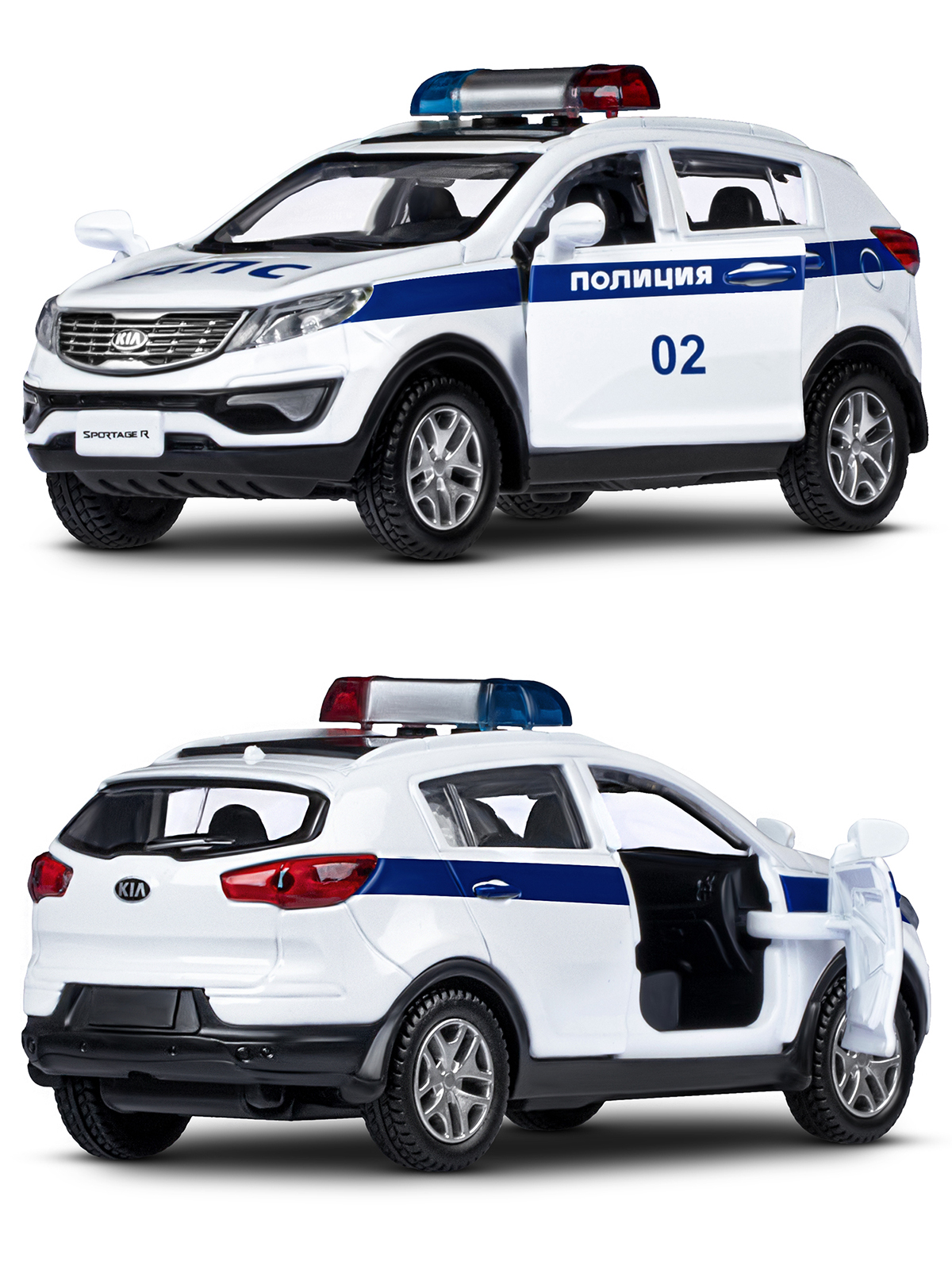 Полицейская машина АВТОпанорама KIA Sportage R 1:39 Полиция JB1251479 - фото 7
