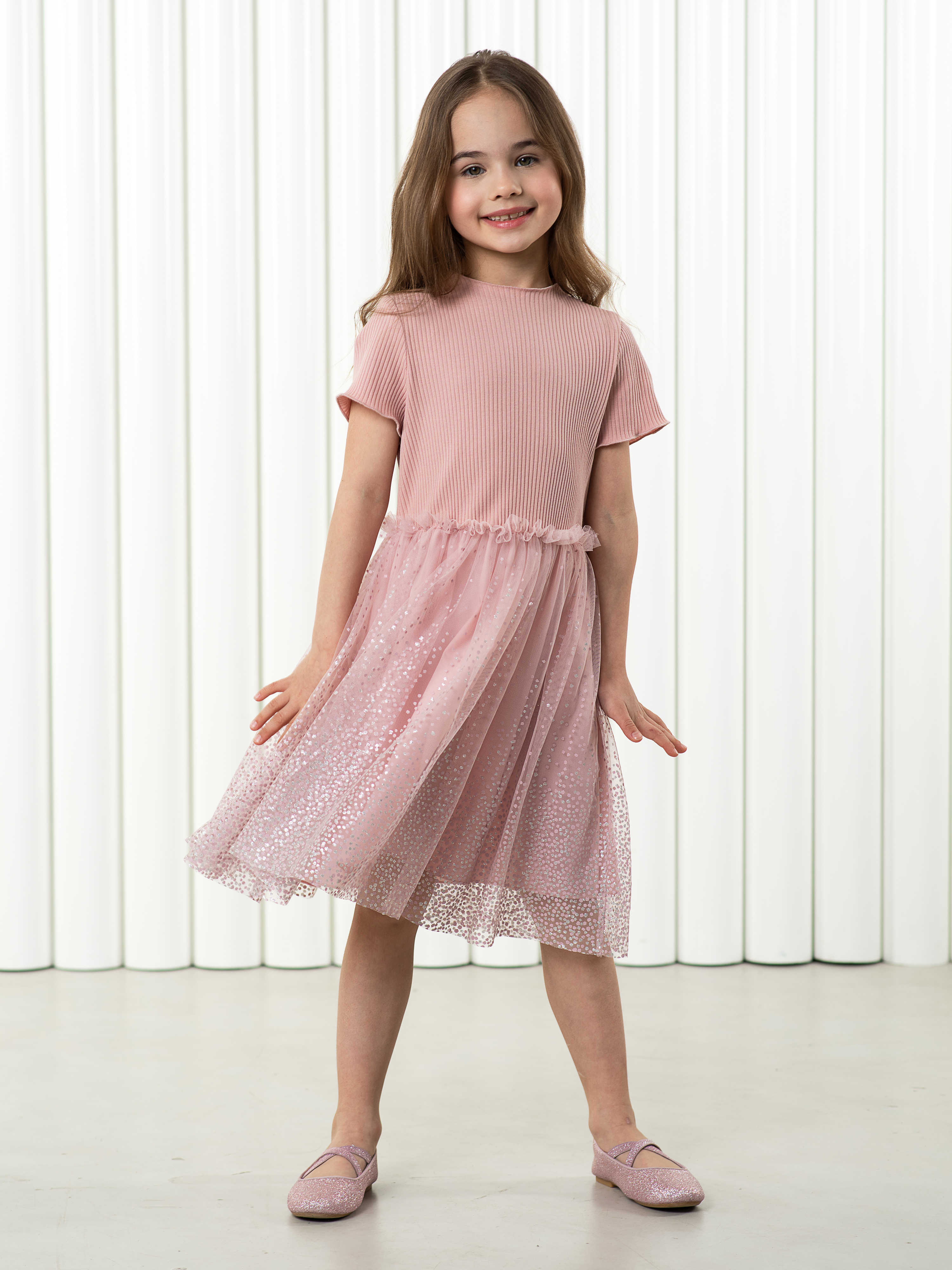 Платье LisaWeta D-125-25 пудра серебро - фото 1