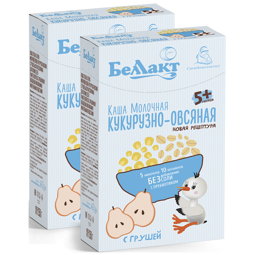 Каша молочная сухая Беллакт кукурузно-овсяная с грушей с пребиотиком 250г х 2шт - фото 3