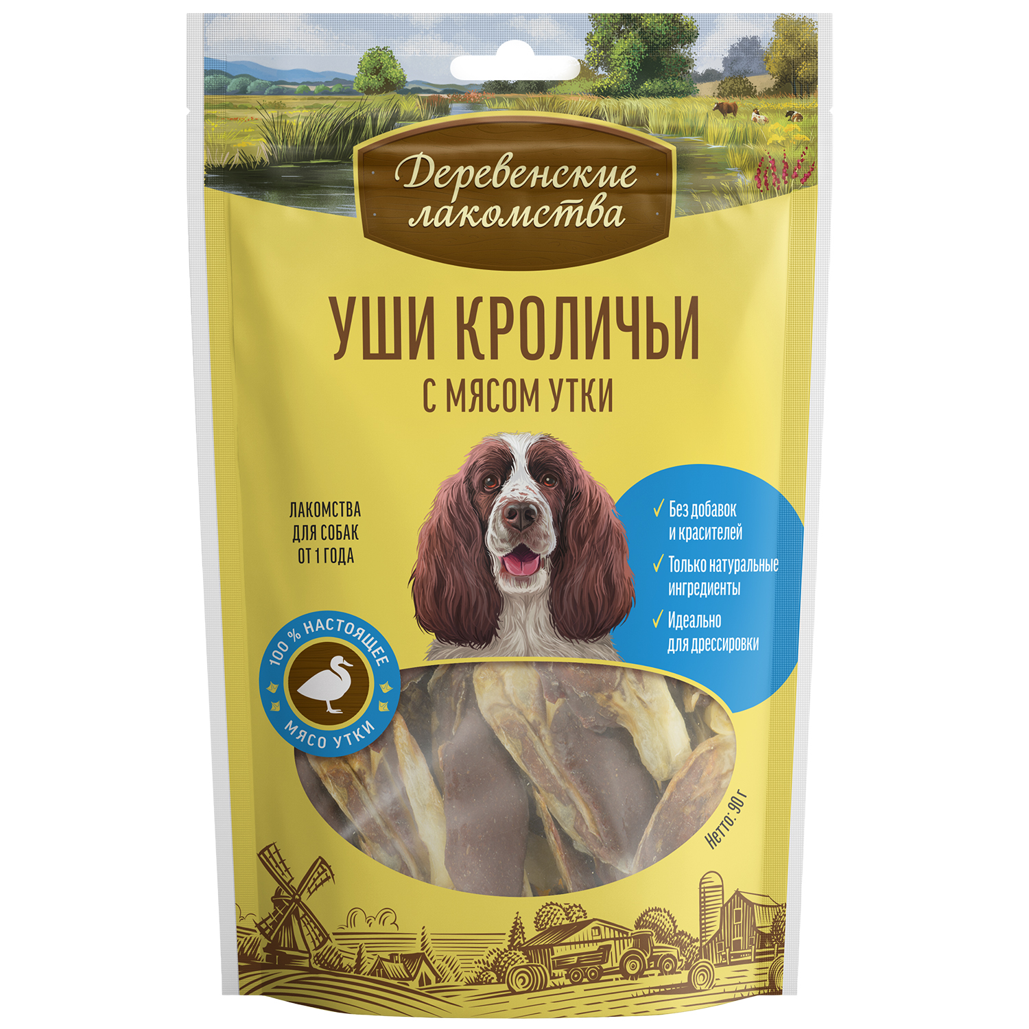 Лакомство для собак Деревенские лакомства уши кролик с мясом утки 90г - фото 1