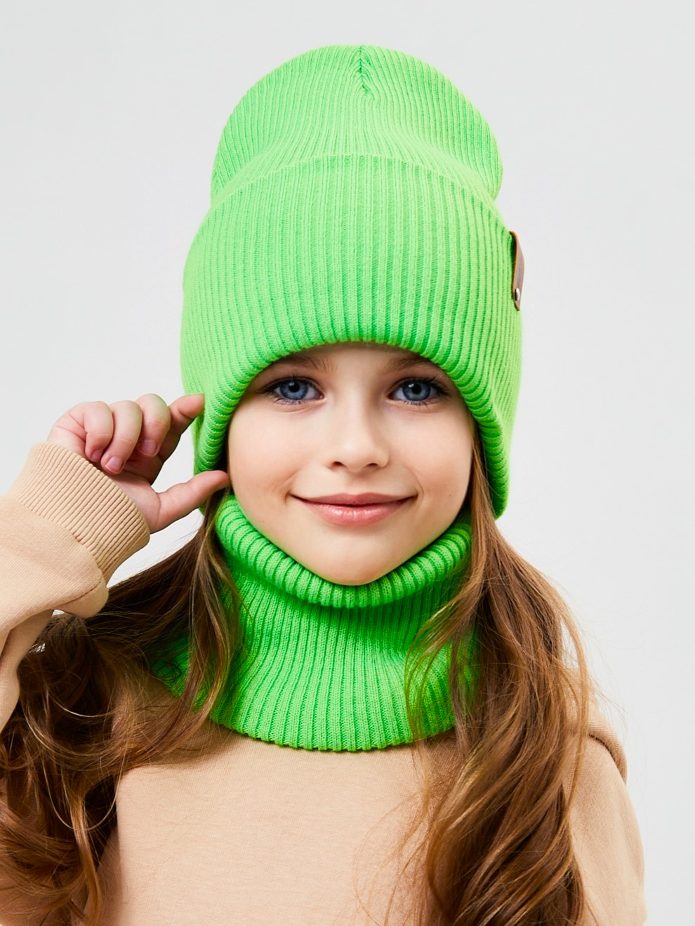 Шапка и снуд KUBRIO KU-H-52-lopata-LgreenG - фото 1