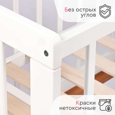 Детская кроватка Tomix прямоугольная, универсальный маятник (коричневый, белый)