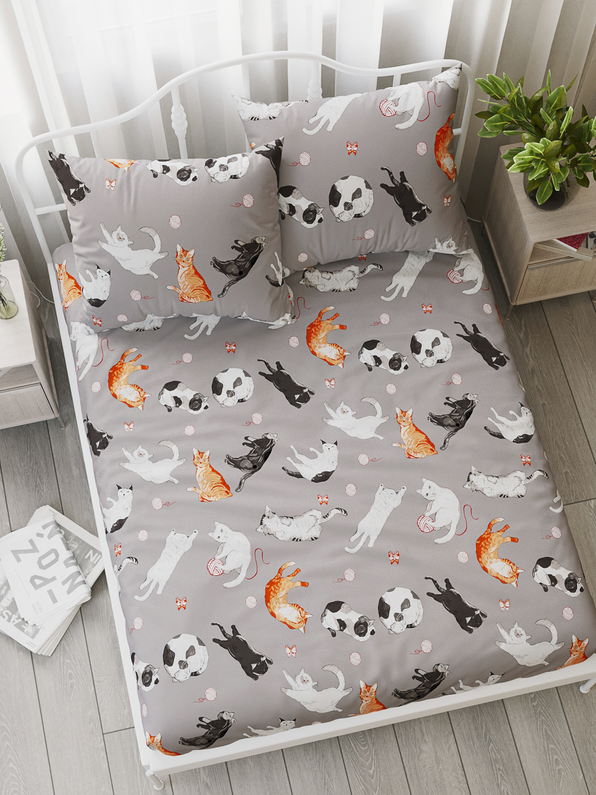 Комплект постельного белья Сказка. Kitties 1.5 спальное хлопок перкаль - фото 3