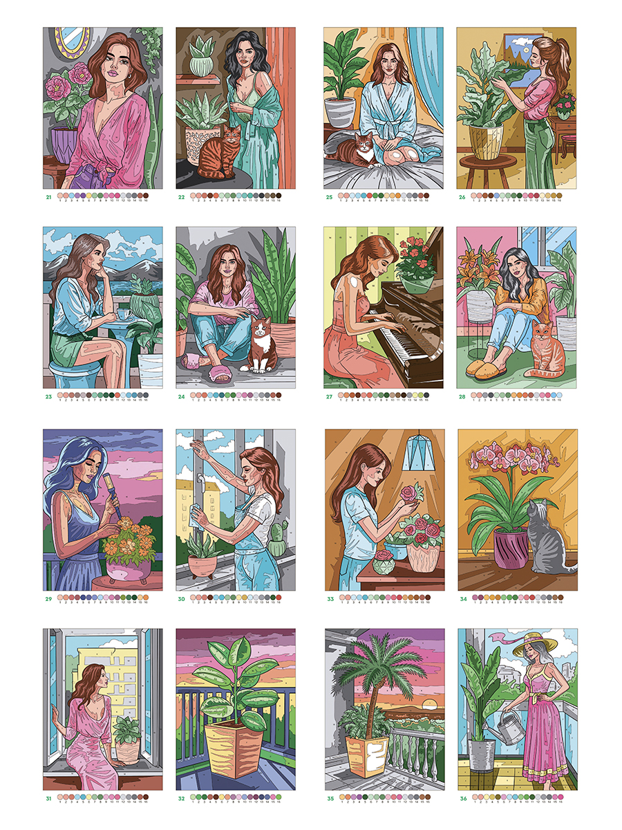 Раскраска по номерам Проф-Пресс Премиум La Decoro. Красота и уют в доме. 100 сюжетов. А4. 128 стр. - фото 8