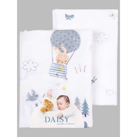 Пеленка Daisy Фланель 2шт 75х120см Зайчики на вело салатовые