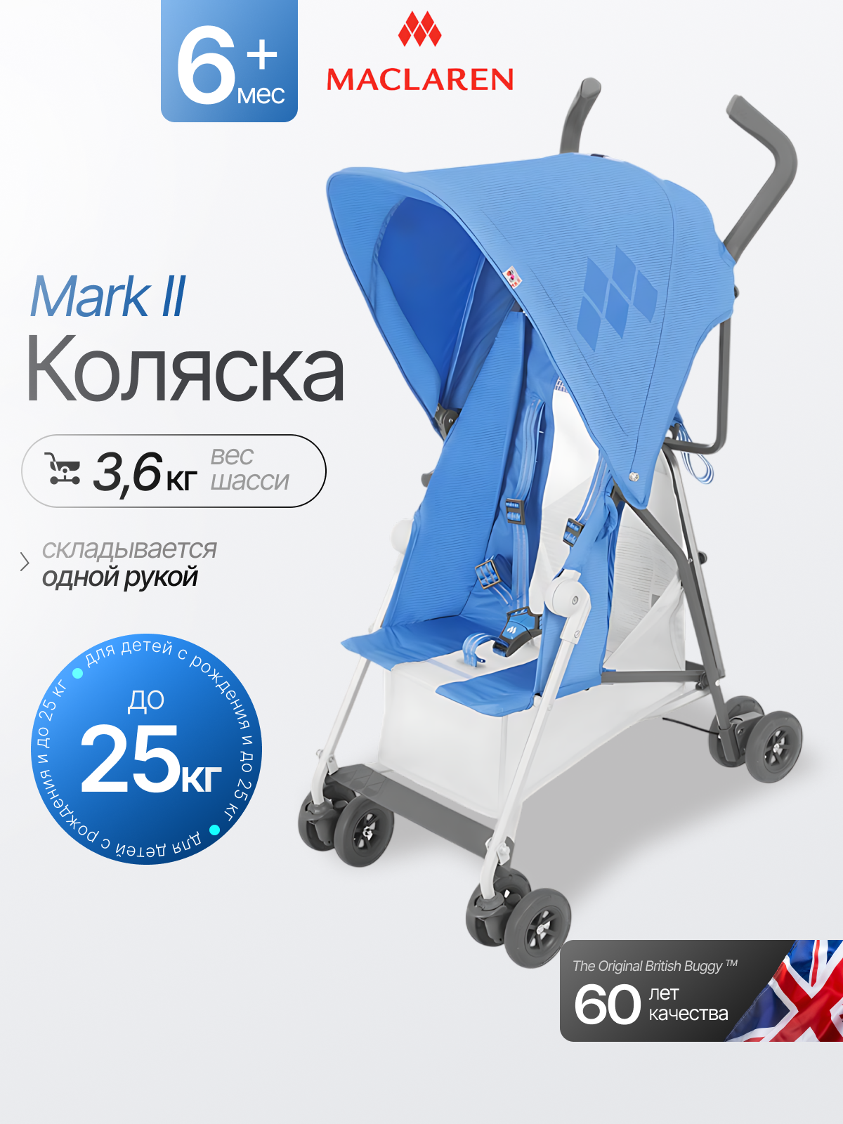 Коляска прогулочная Maclaren Mark II Marina - фото 1