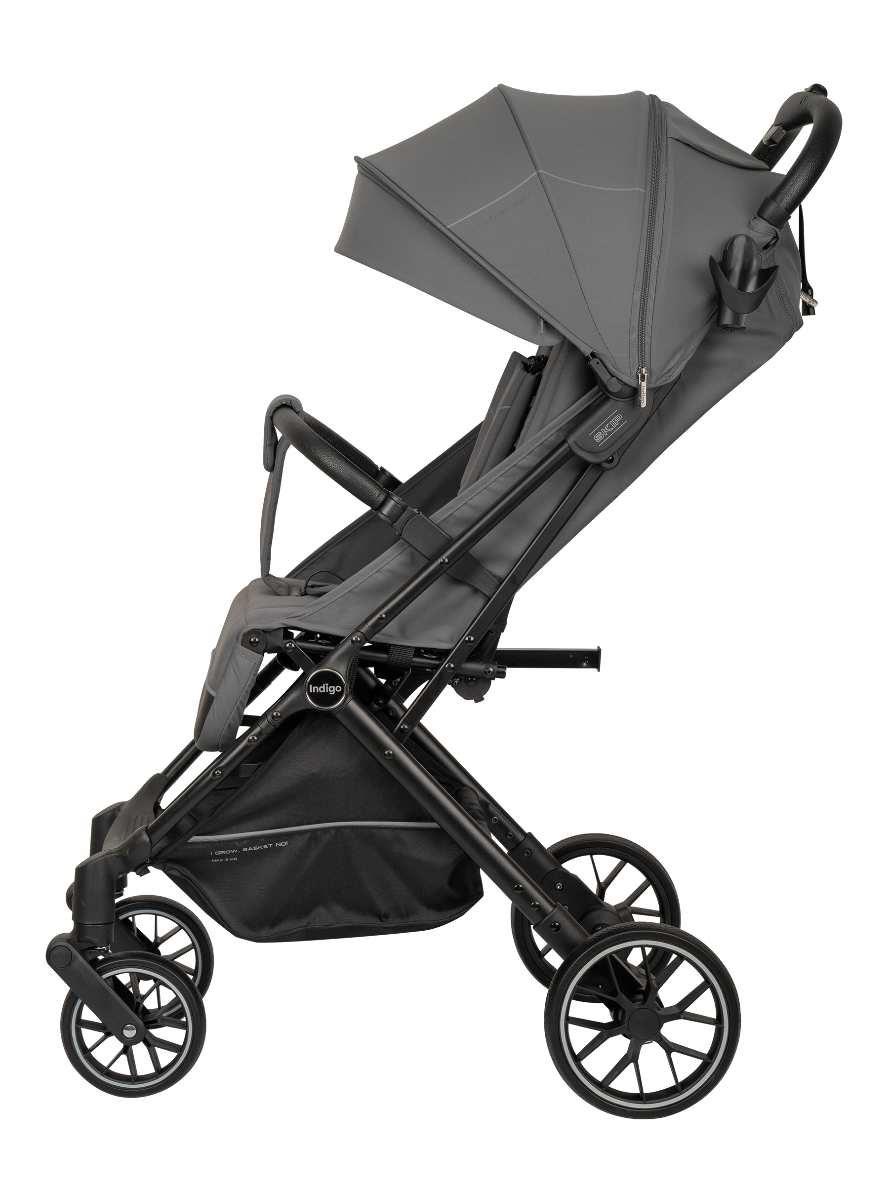 Коляска прогулочная Indigo Skip для путешествий, т.-серый серый - фото 18
