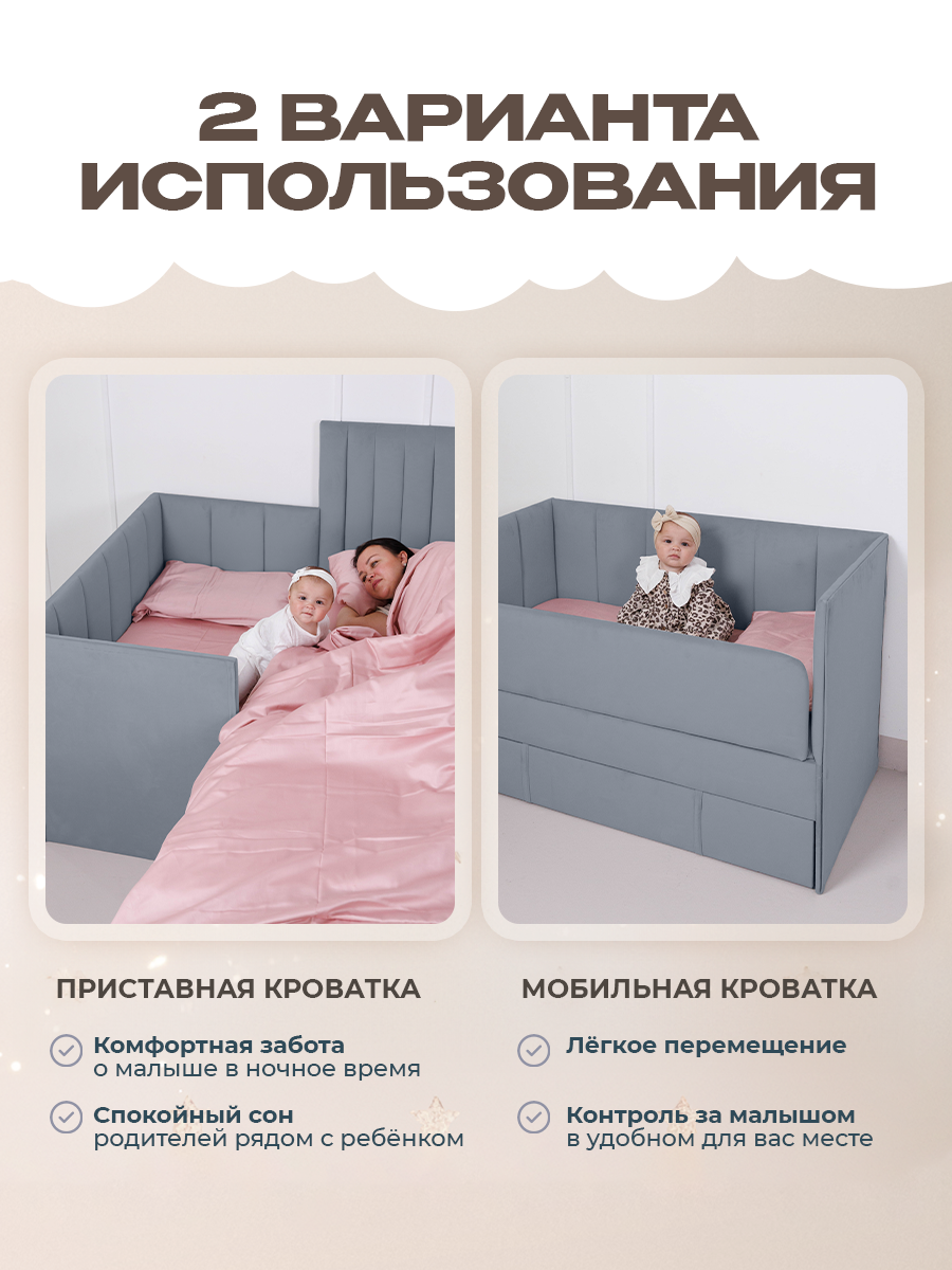 Кровать Три Кроватки Тито (синий) - фото 4