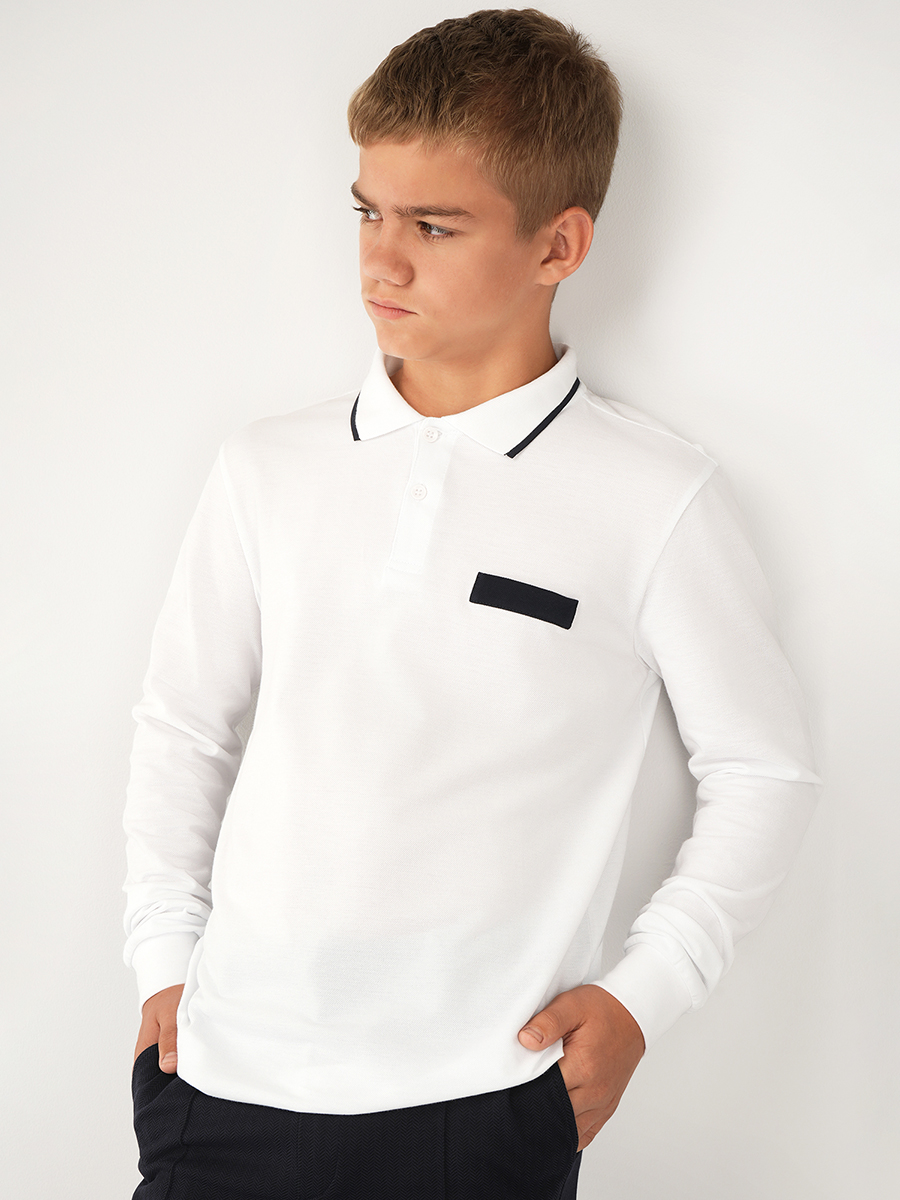 Рубашка-поло HappyFox HF77146белый.с.т.синей.полоской - фото 9