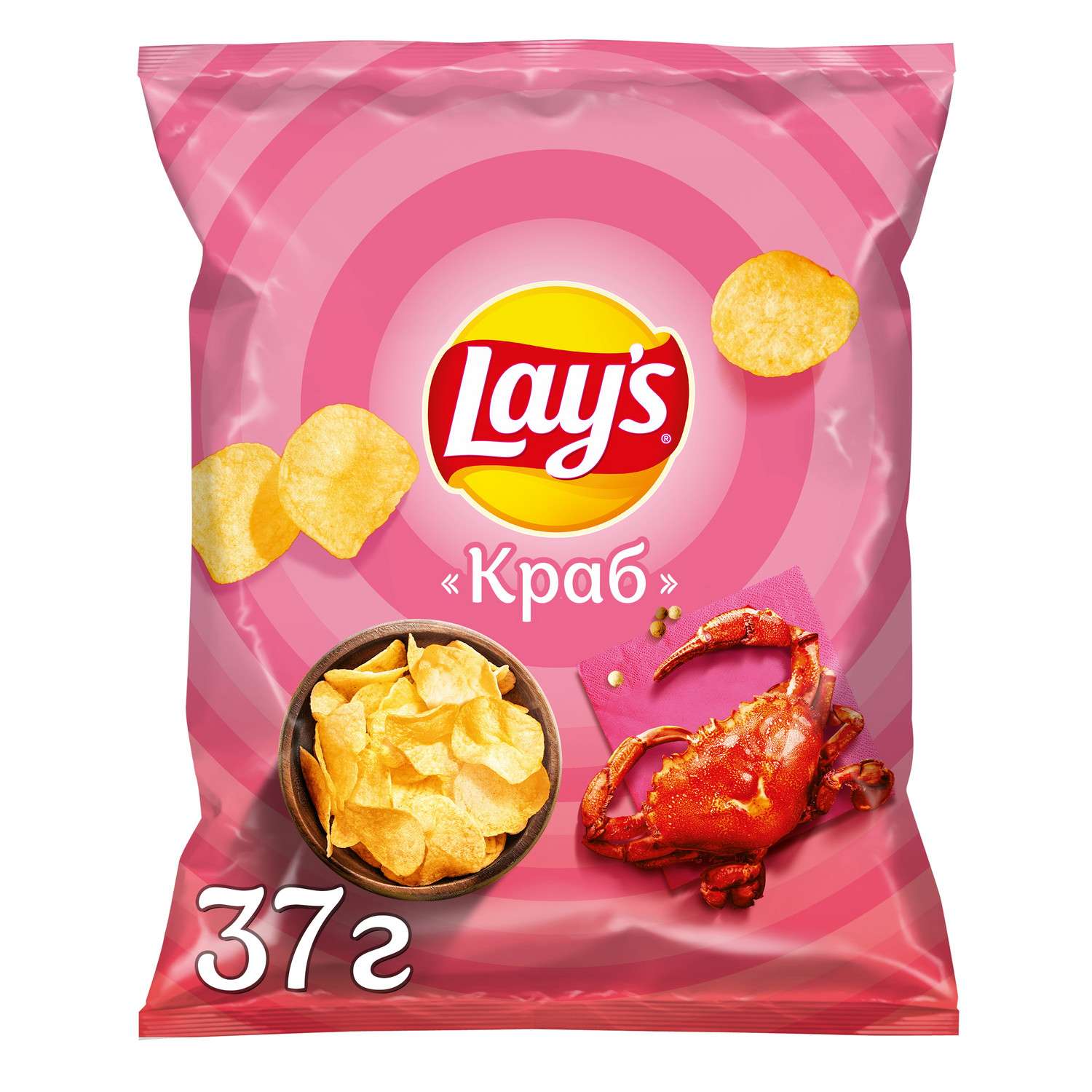 Чипсы Lays из натурального картофеля со вкусом краба 37г - фото 1