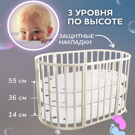 Детская кроватка Азбука Кроваток овальная, поперечный маятник (серый)