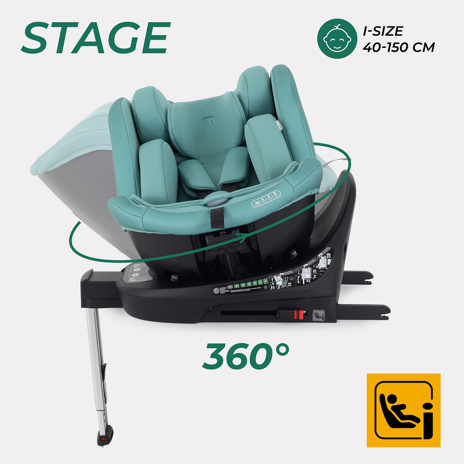 Автокресло MOWbaby STAGE Green Isofix 0+/1/2/3 (0-36 кг) - фото 1