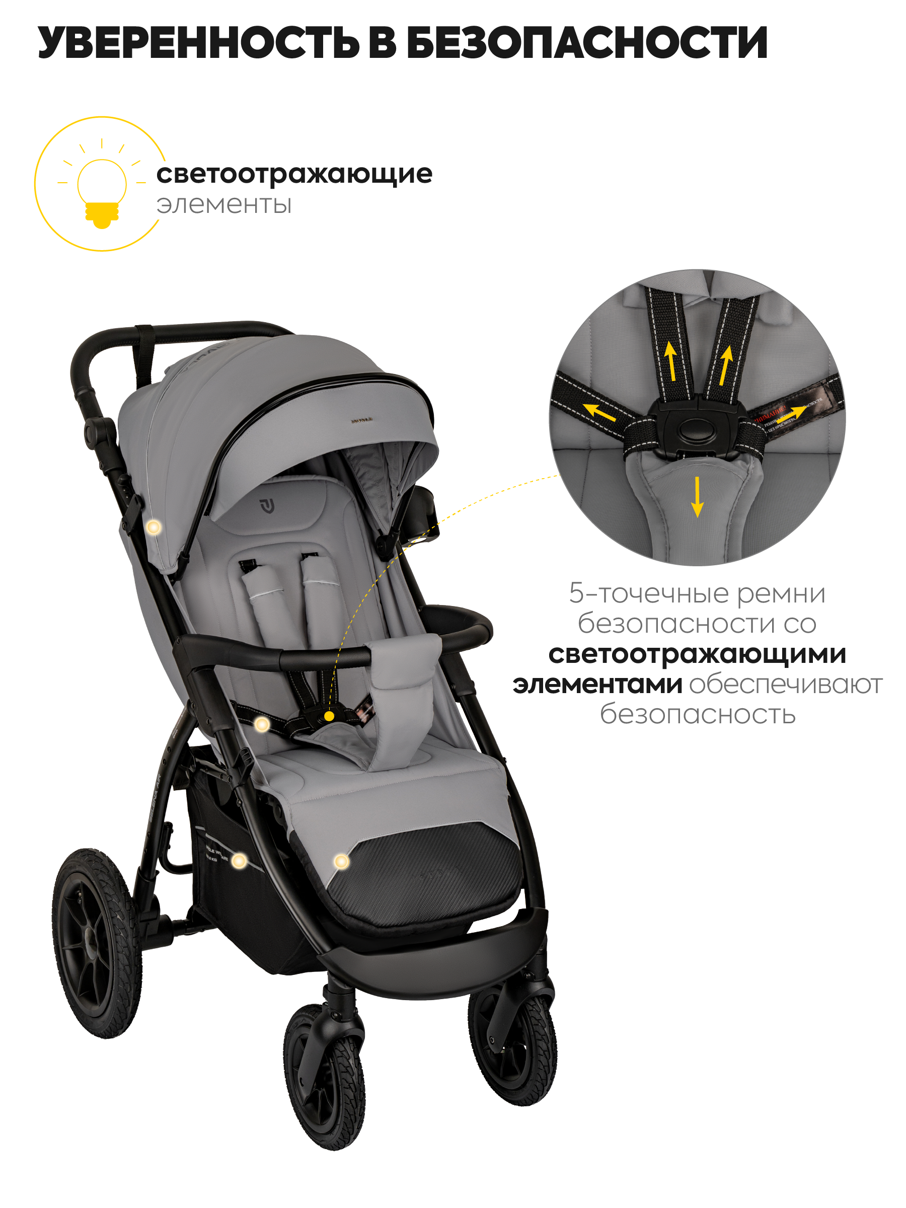 Коляска прогулочная JOVOLA SELENA Air 2025 с сумкой серый - фото 7