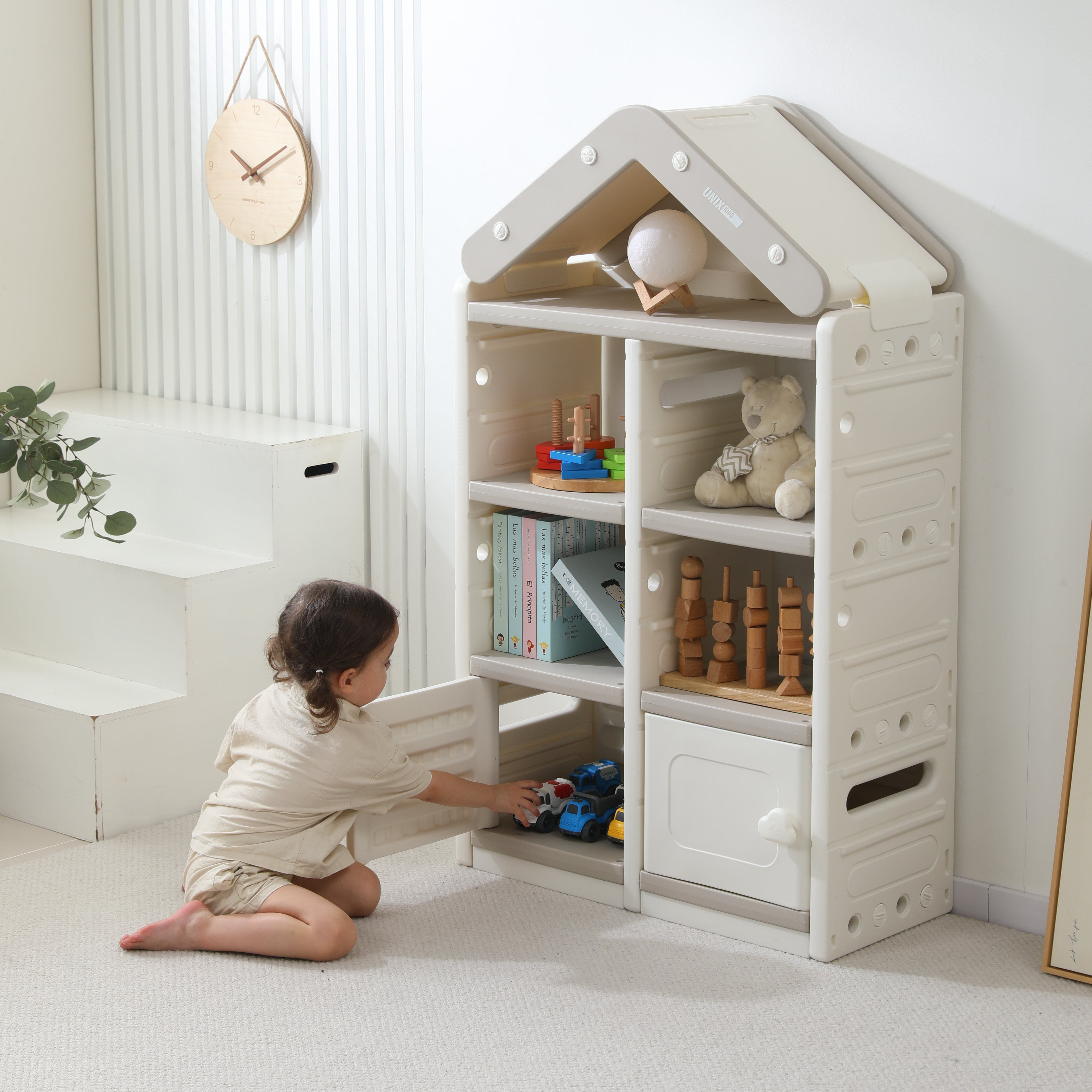 Стеллаж для игрушек UNIX Kids House 2 ящика Grey - фото 10