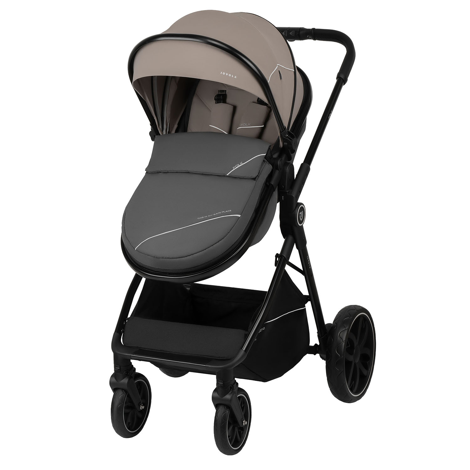 Коляска трансформер JOVOLA Folk 2в1 бежевый - фото 13