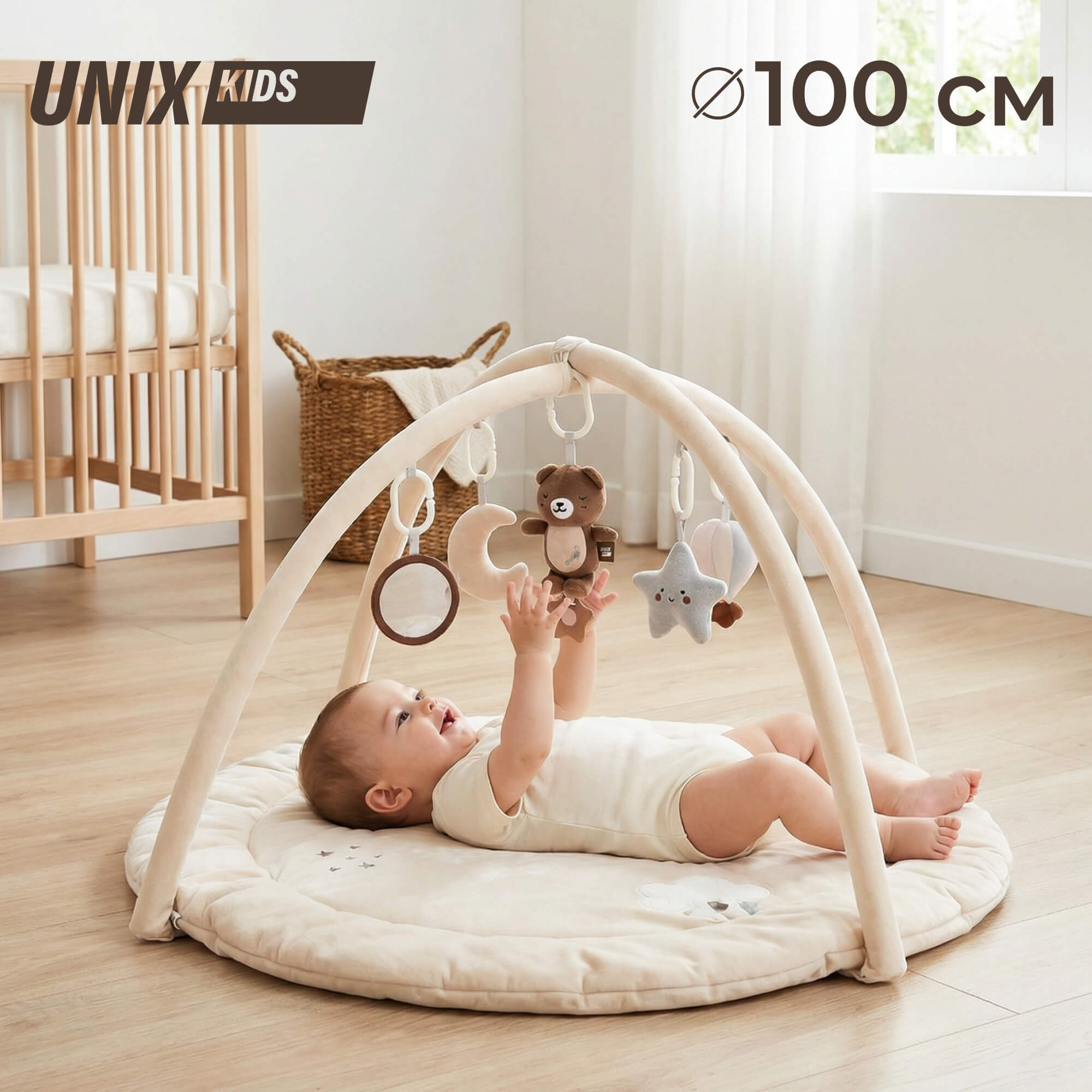 Коврик UNIX Kids с дугами Bear on the moon развивающий - фото 1