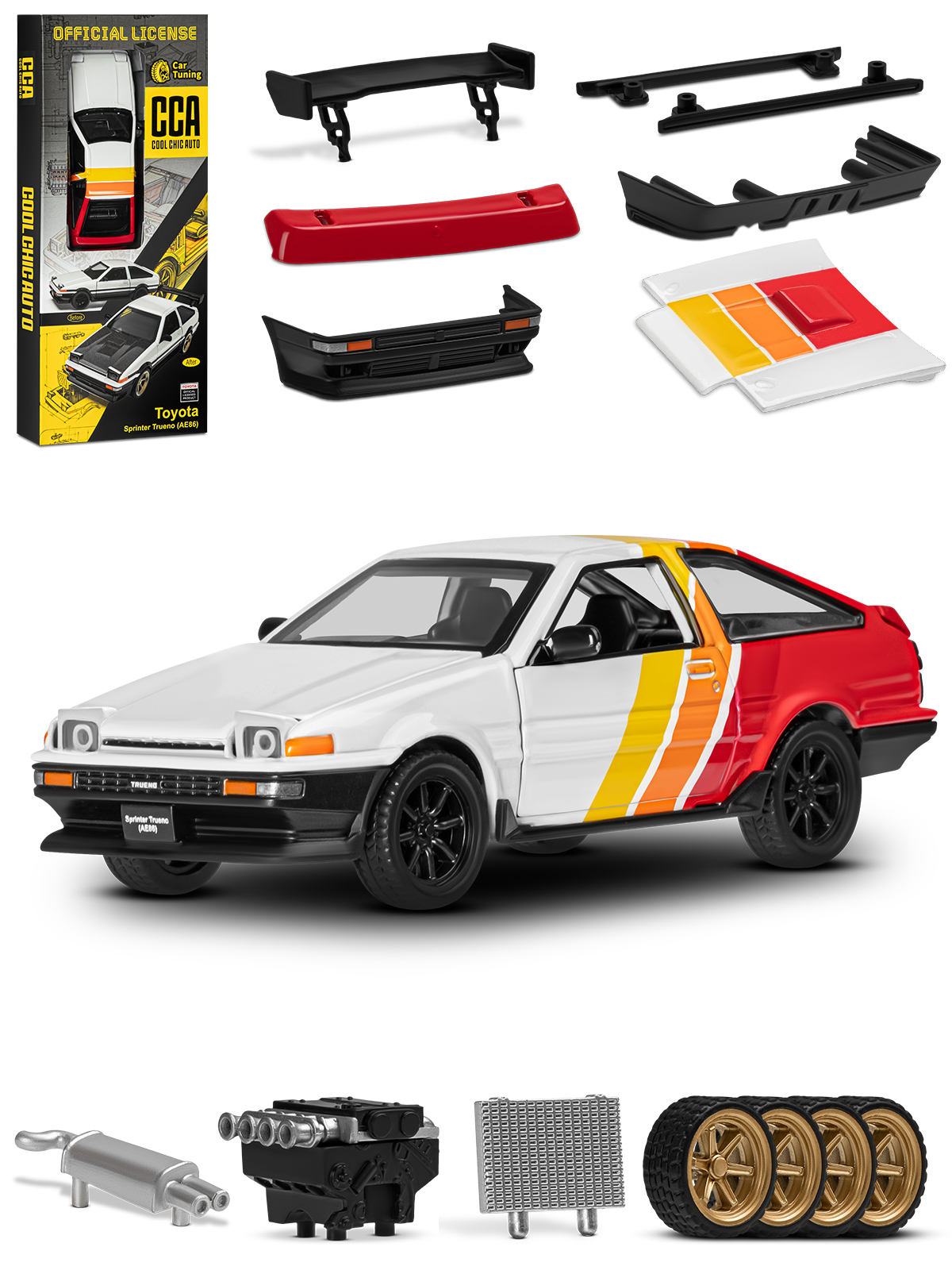 Автомобиль АВТОпанорама Toyota Sprinter Trueno Сборная модель 1:37 JB1251894 - фото 13