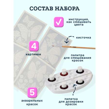 Набор для рисования SentoSphere Цветы и бабочки акварель
