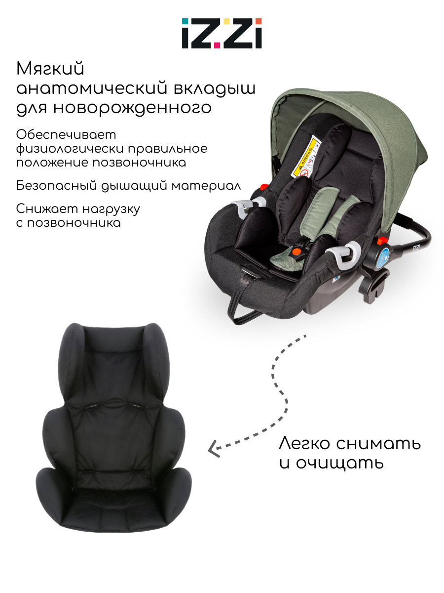 Автокресло iZZi Автолюлька 0 (0 -13 кг) бежевый - фото 7