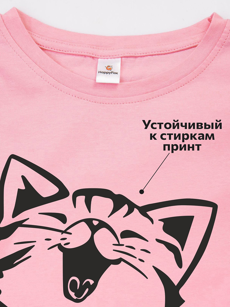 Футболка HappyFox HF66031Dкошечка.розовый - фото 3