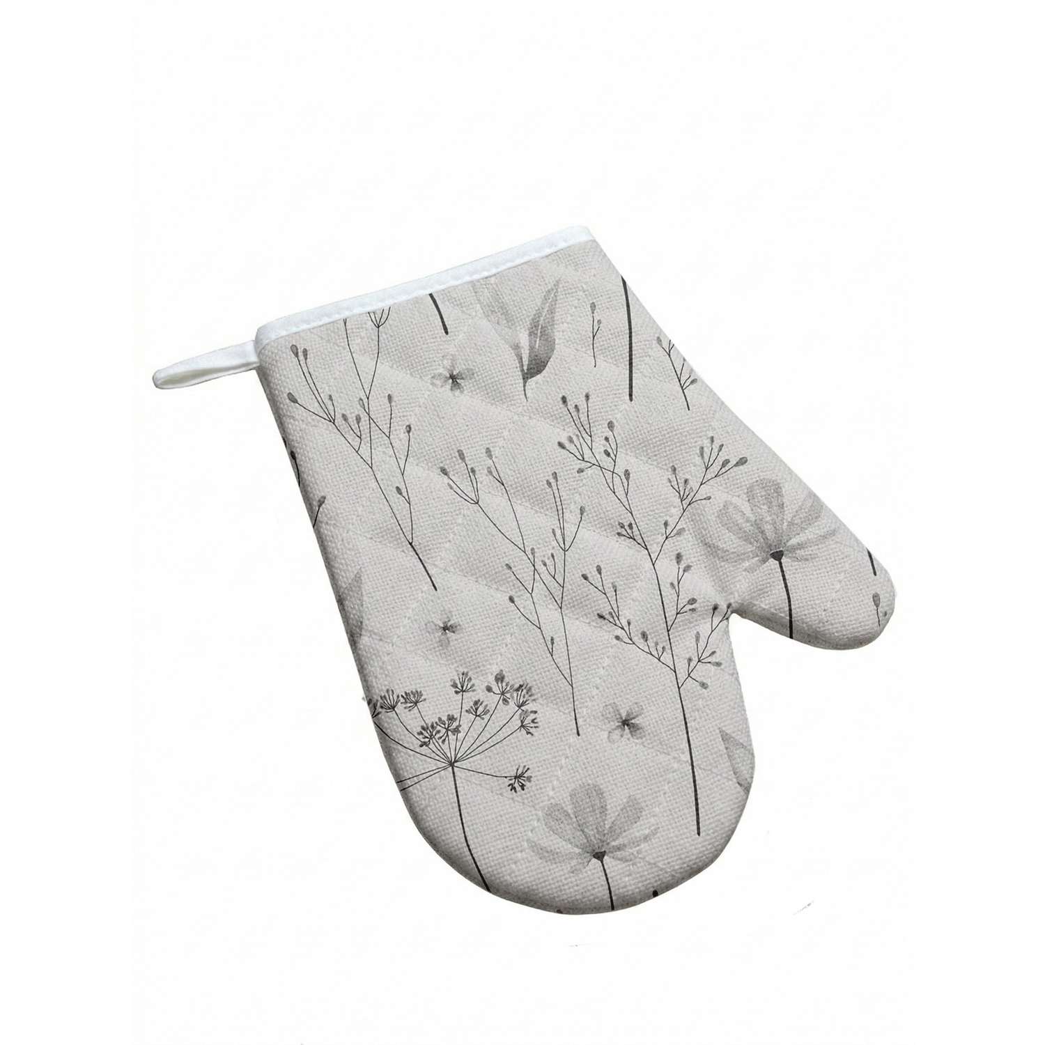 Рукавица кухонная Русский дом Гербарий серый 18*28см - фото 2