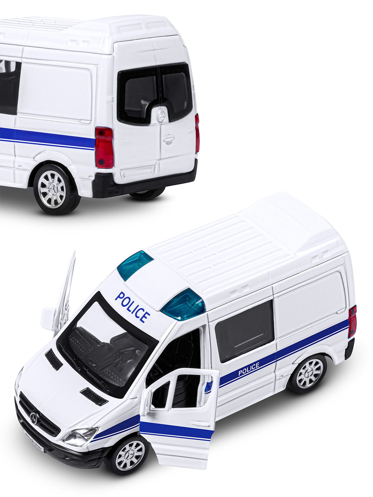 Полицейская машина АВТОпанорама Mercedes Benz Sprinter 1:53 Полиция JB1251634 - фото 12