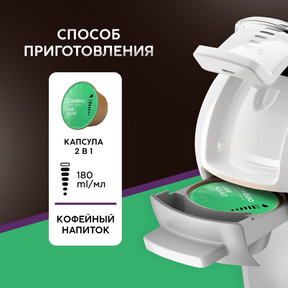 Кофе в капсулах Coffesso CAFE AU LAIT l Набор для приготовления кофейного напитка 160г капсула - фото 7