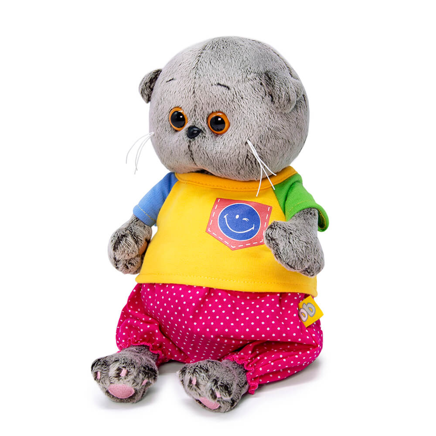 Мягкая игрушка BUDI BASA Кот Басик BABY в футболке со смайликом 20 см BB06303 - фото 2