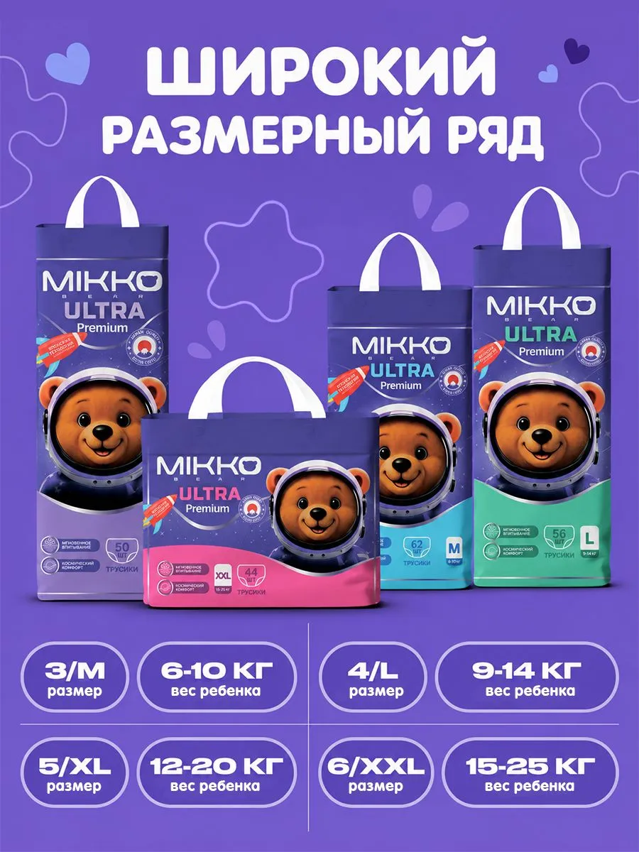 Трусики Mikko Bear Premium ультратонкие M (6 - 10 кг) 62 шт. - фото 12