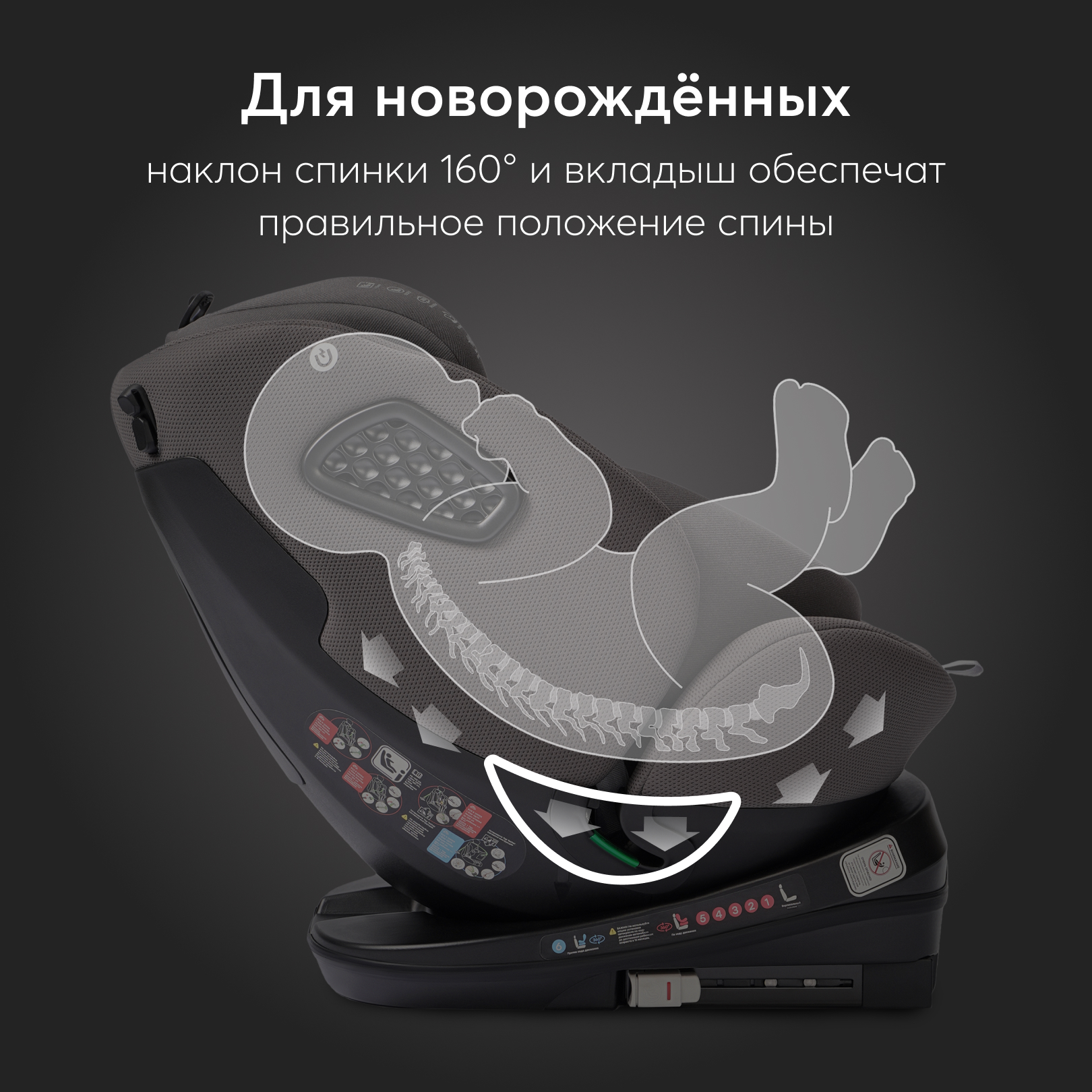 Автокресло Happy Baby Graphite Isofix 0+/1/2/3 (0-36 кг) - фото 4
