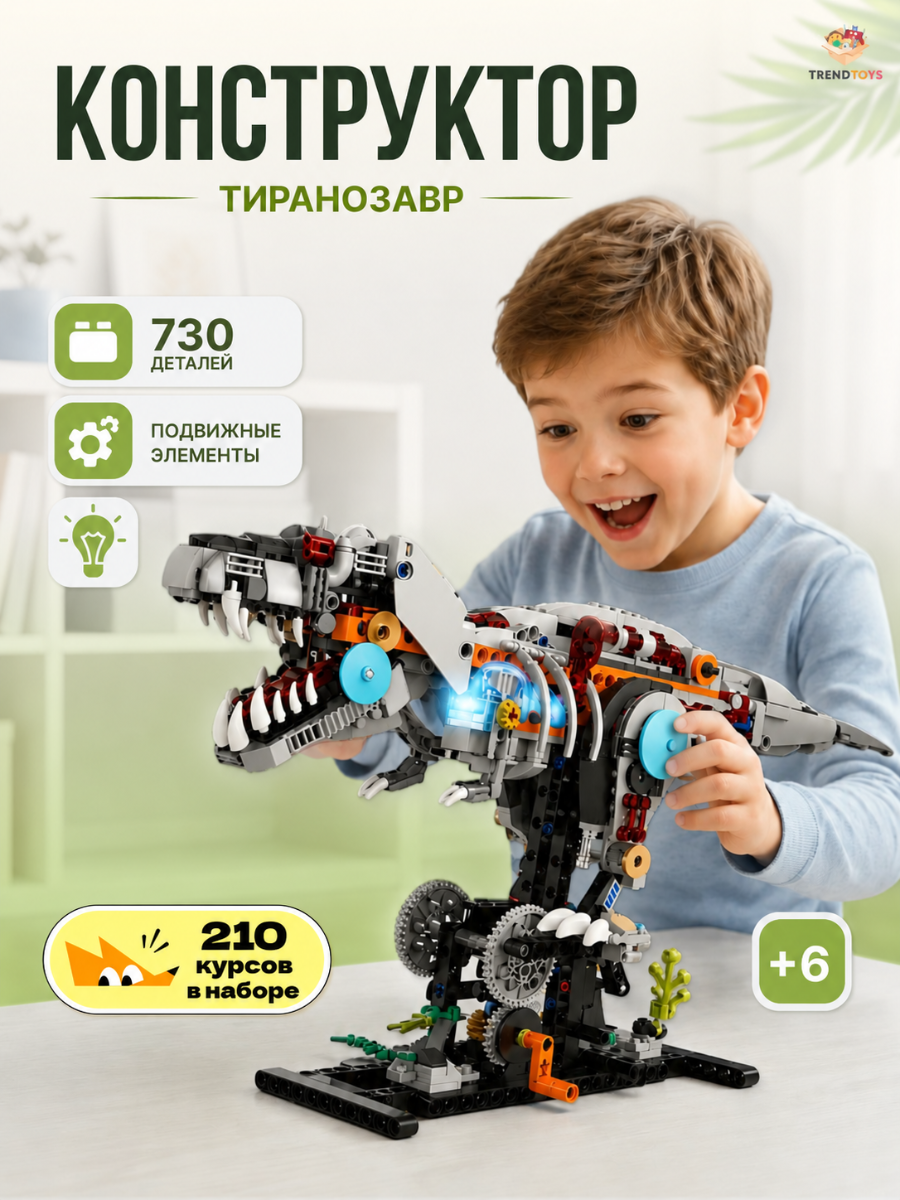 Конструктор TrendToys Динозавр -Тиранозавр 730 дет. - фото 1