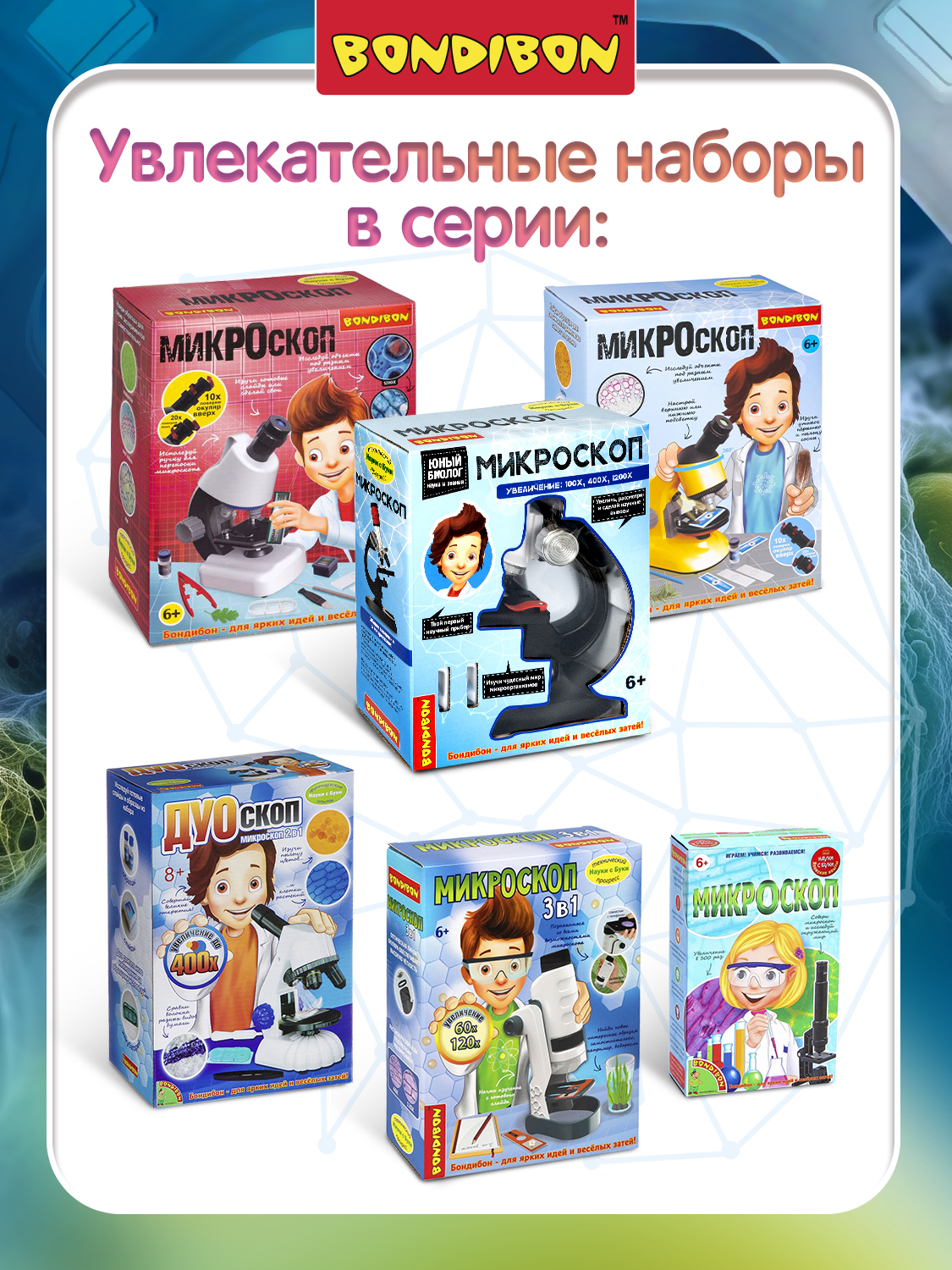 Микроскоп Bondibon 200Х 600Х 1200Х с подсветкой - фото 10