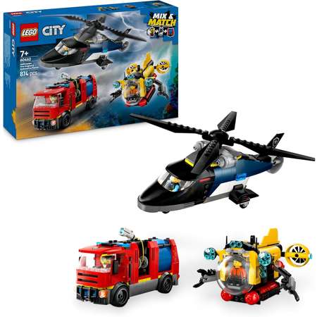 Конструктор LEGO City Helicopter FireTruck Submarine блочный