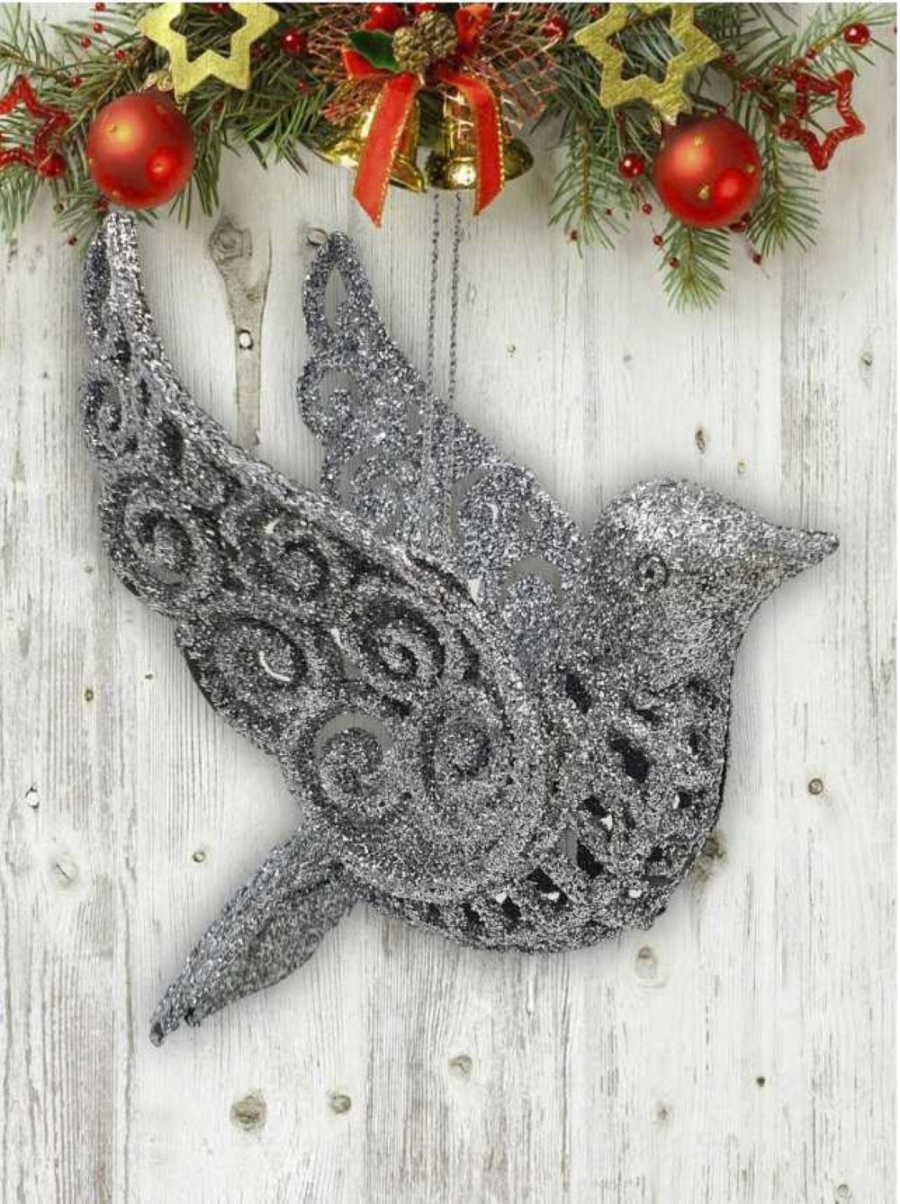 Украшение ёлочное Магия праздника Набор Голубка 11 см 3шт серебро Пластик - фото 2