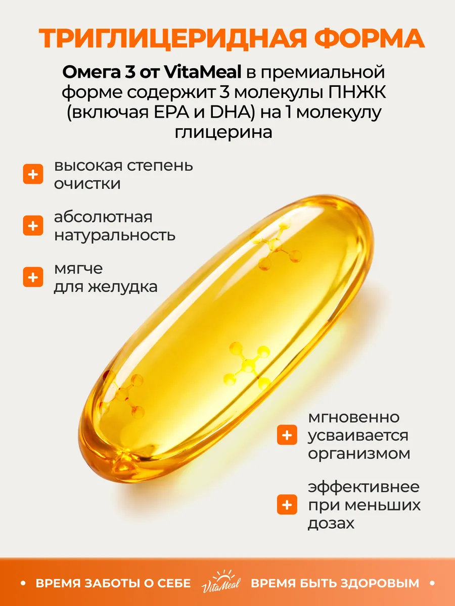 Биологически активная добавка VitaMeal Омега-3 1000 мг 500 капсул - фото 3