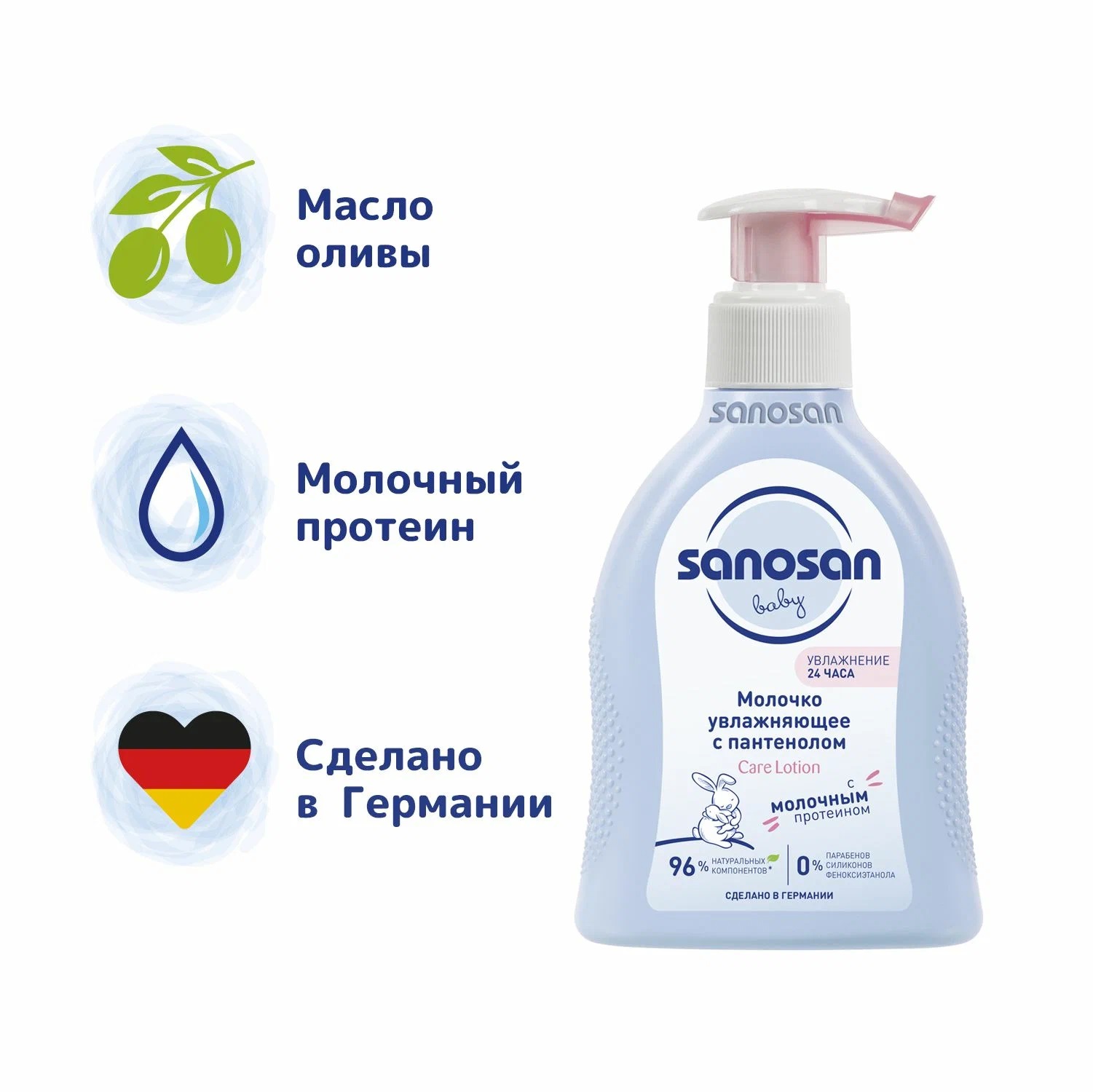 Молочко Sanosan увлажняющее с пантенолом 200мл 710000094 Sanosan - фото 1