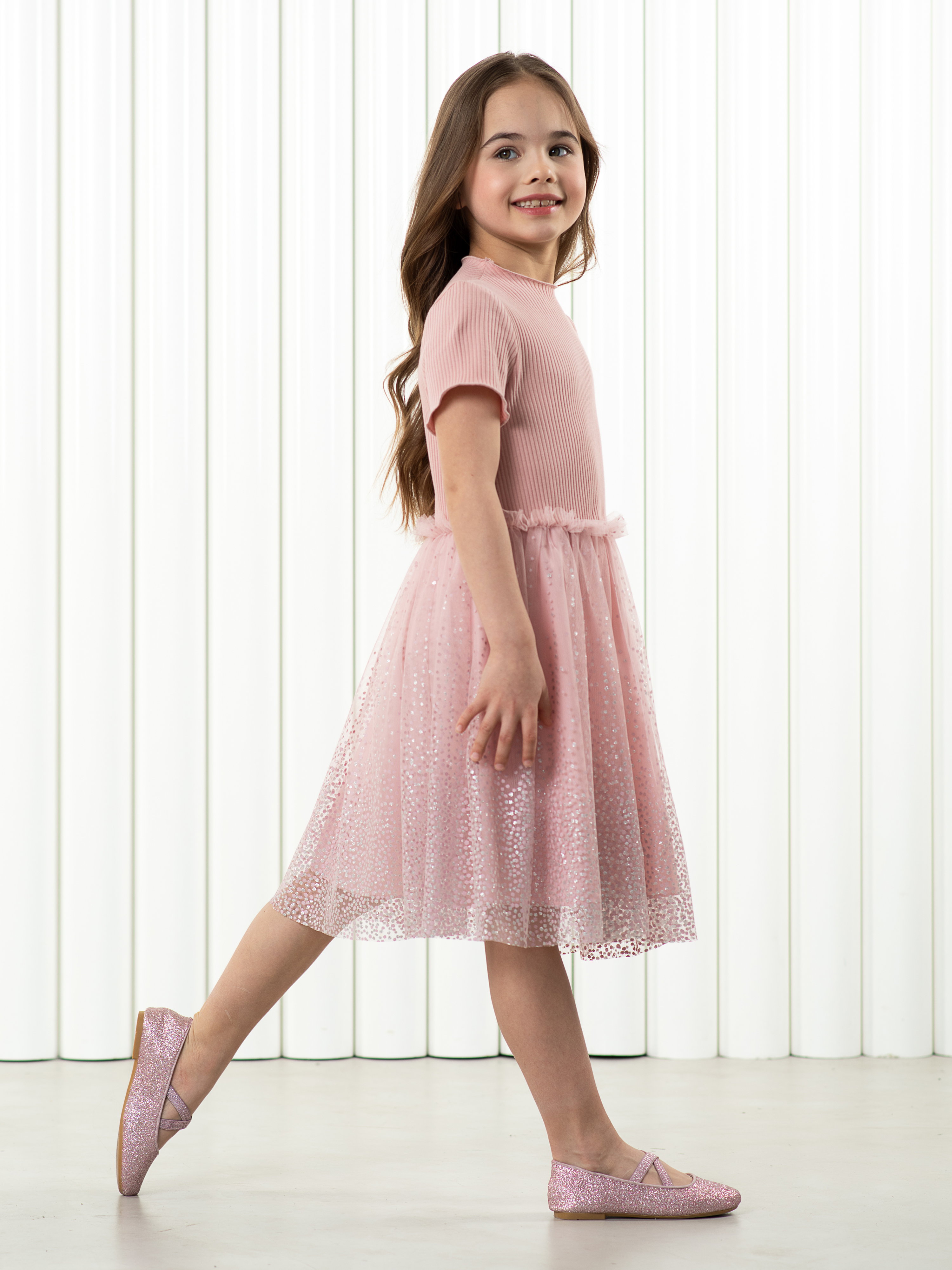 Платье LisaWeta D-125-25 пудра серебро - фото 3