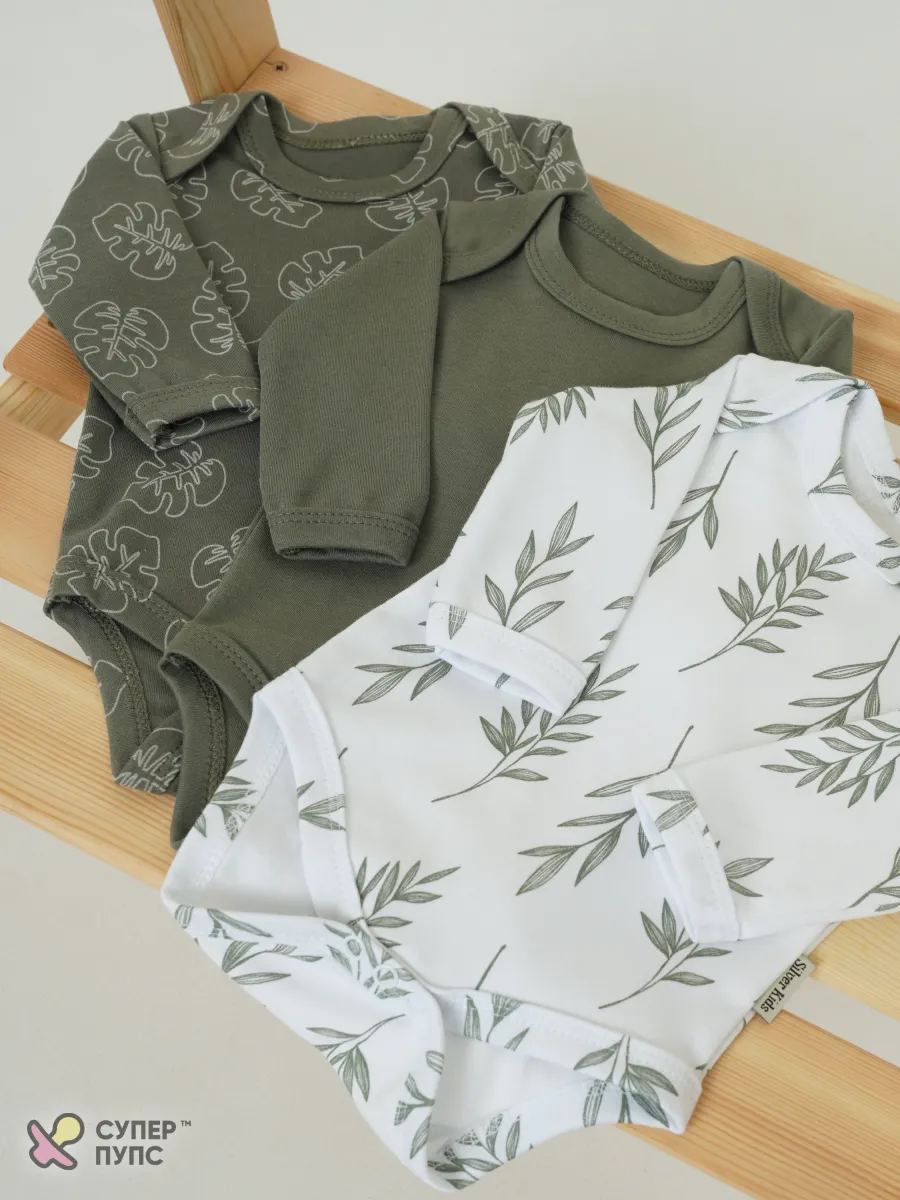 Боди 3 шт Супер Пупс нбр/3пр/боди/SK20хакилисточкиветочки - фото 13