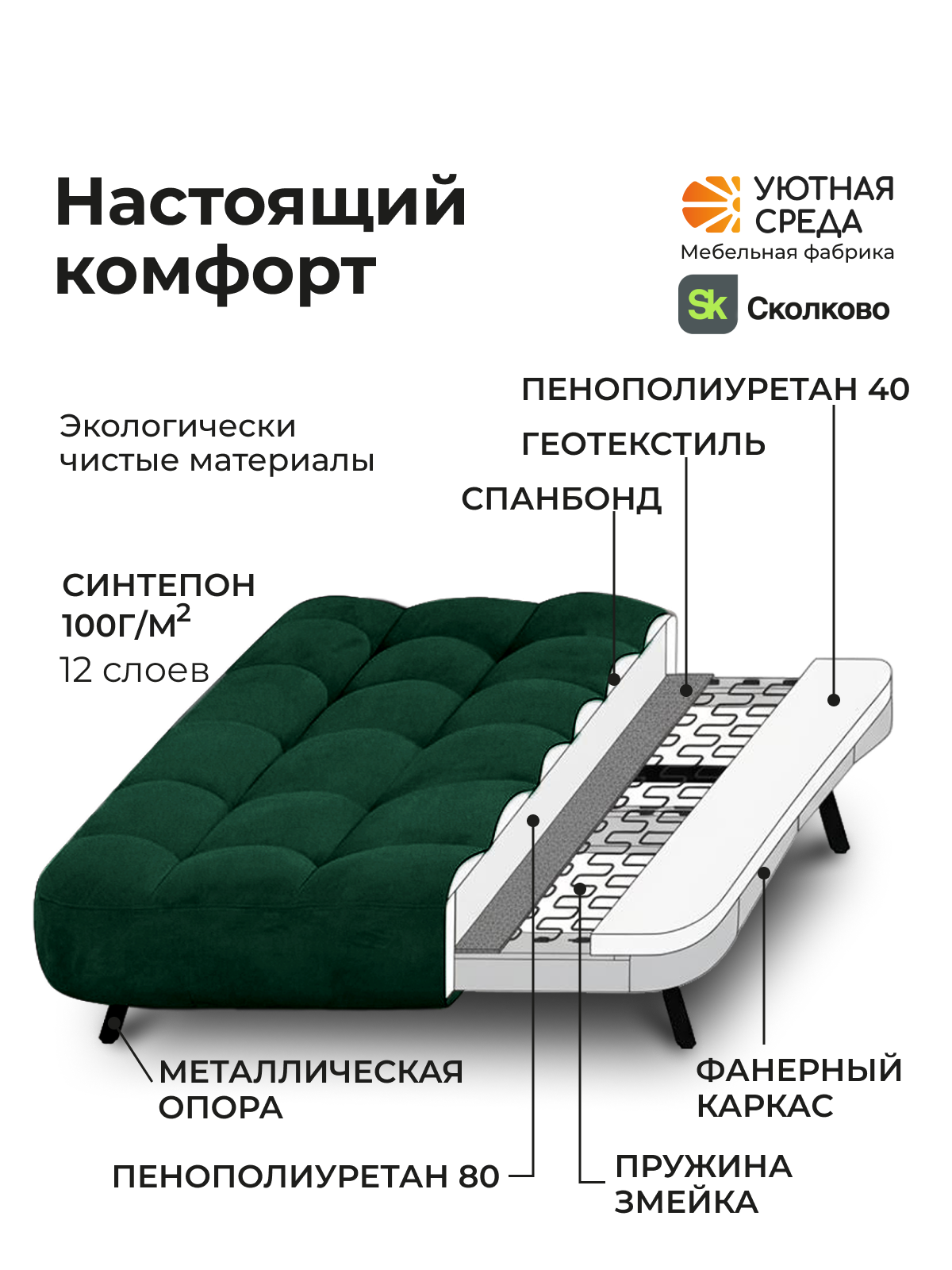 Диван Уютная среда зеленый велюр - фото 9