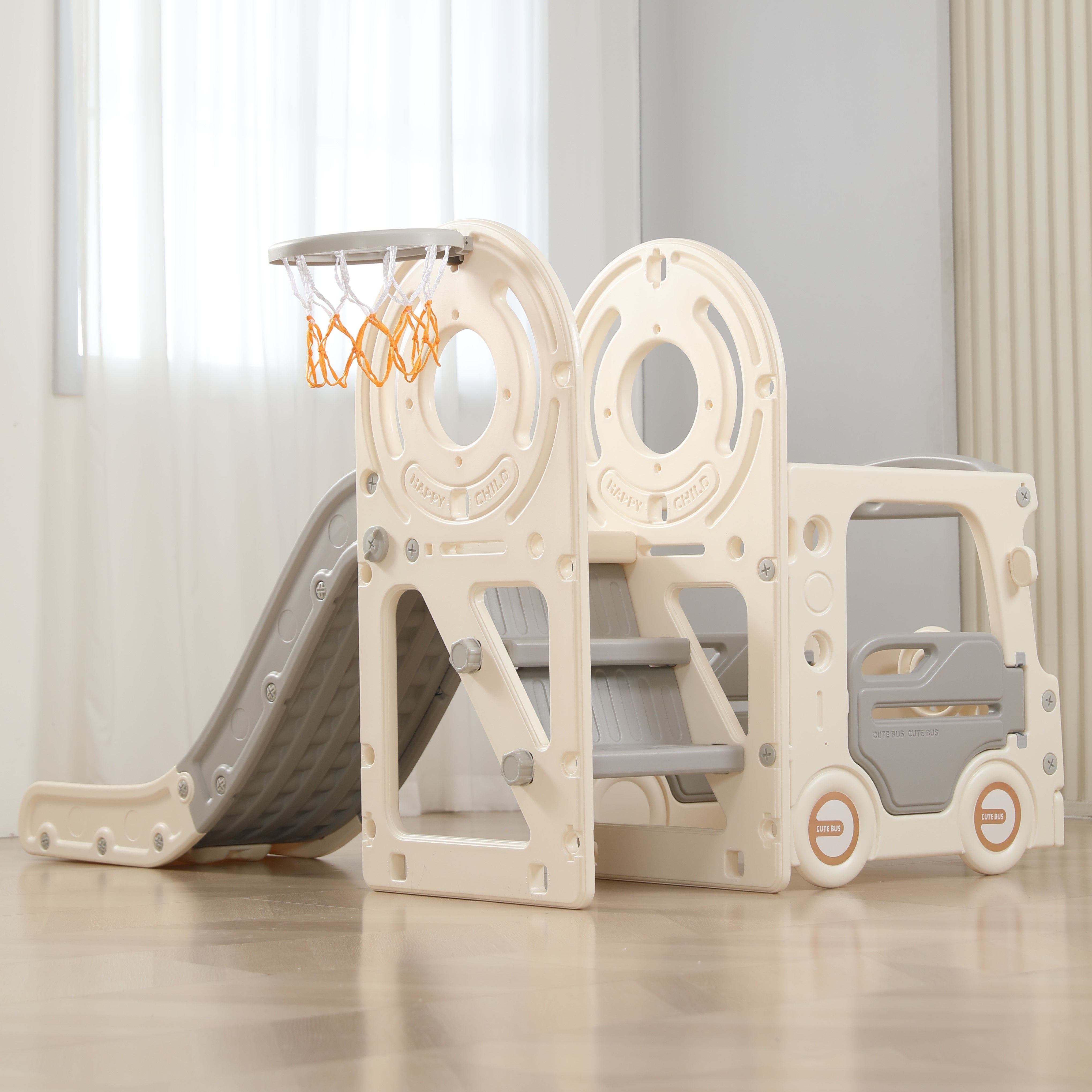 Игровой комплекс UNIX Kids Bus grey с горкой и баскетбольным кольцом - фото 15