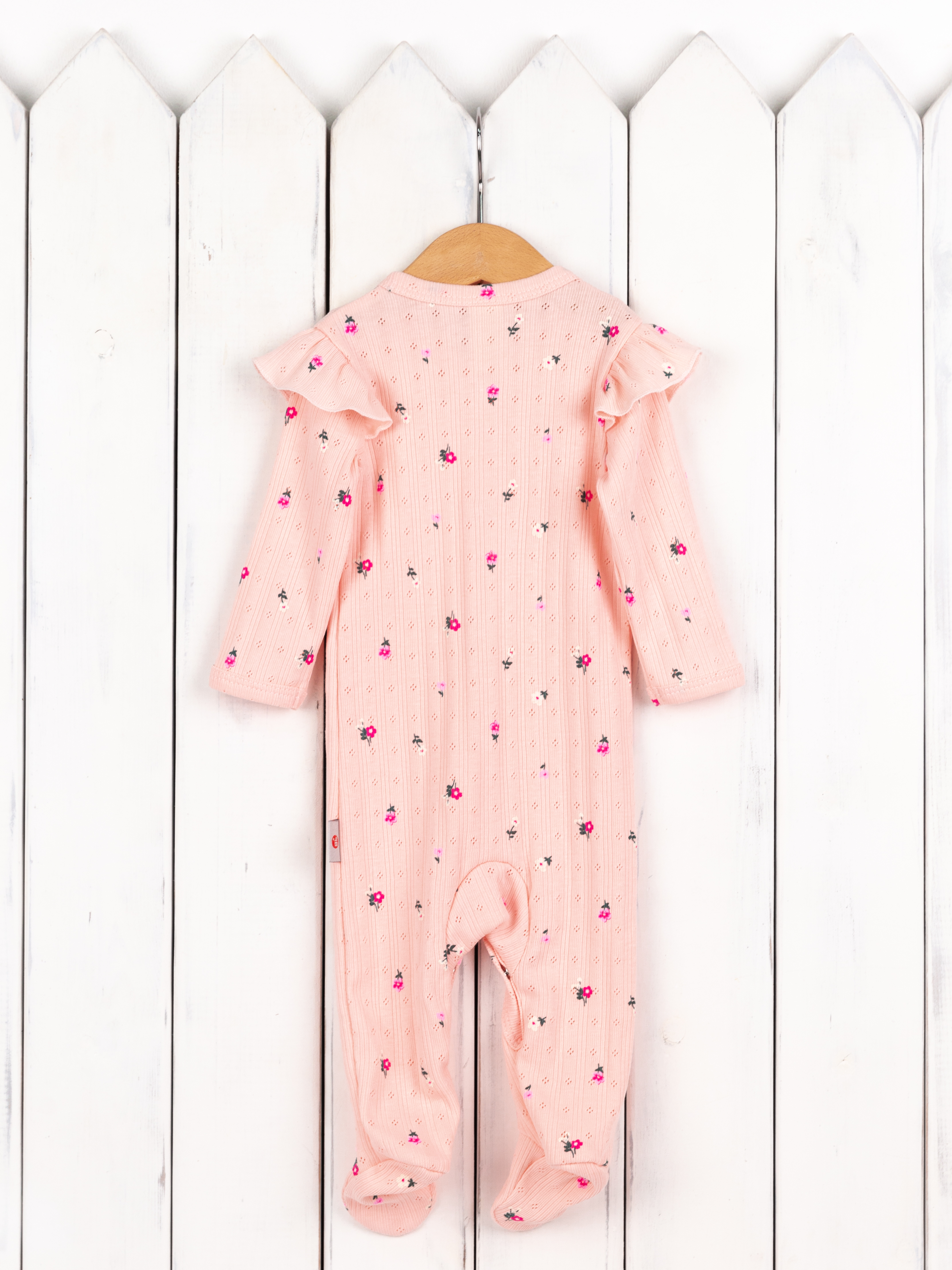 Комбинезон Baby boom К399/1-Р ажурная рибана цветочки на пудре - фото 5