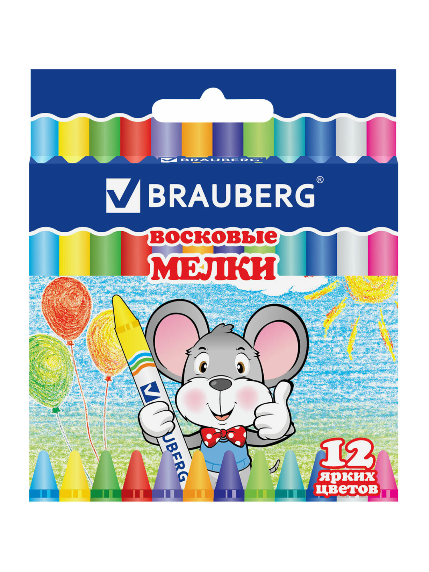 Восковые мелки Brauberg 12 шт. - фото 8