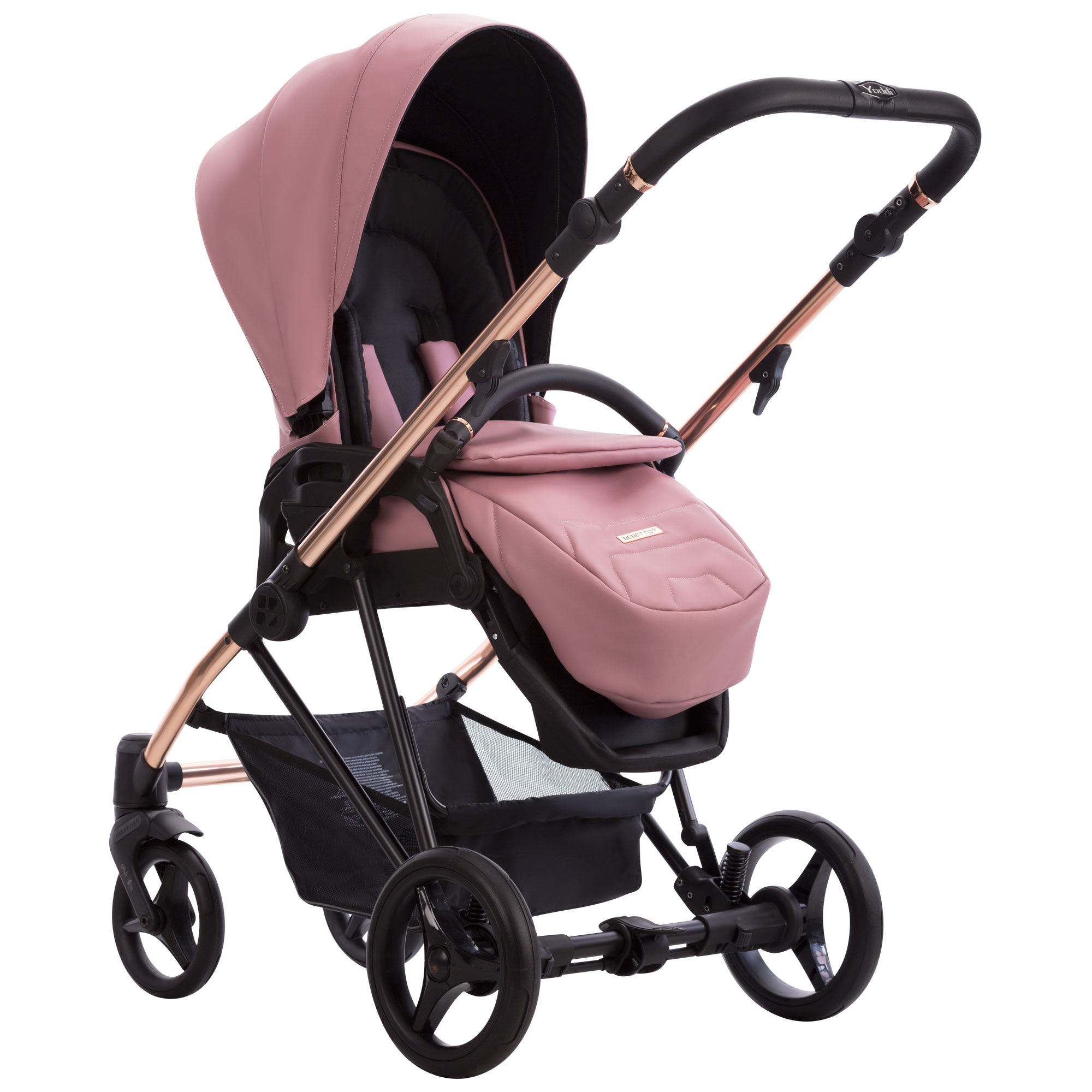 Коляска 2в1 Bebetto Yoddi Premium Class розовый - фото 5