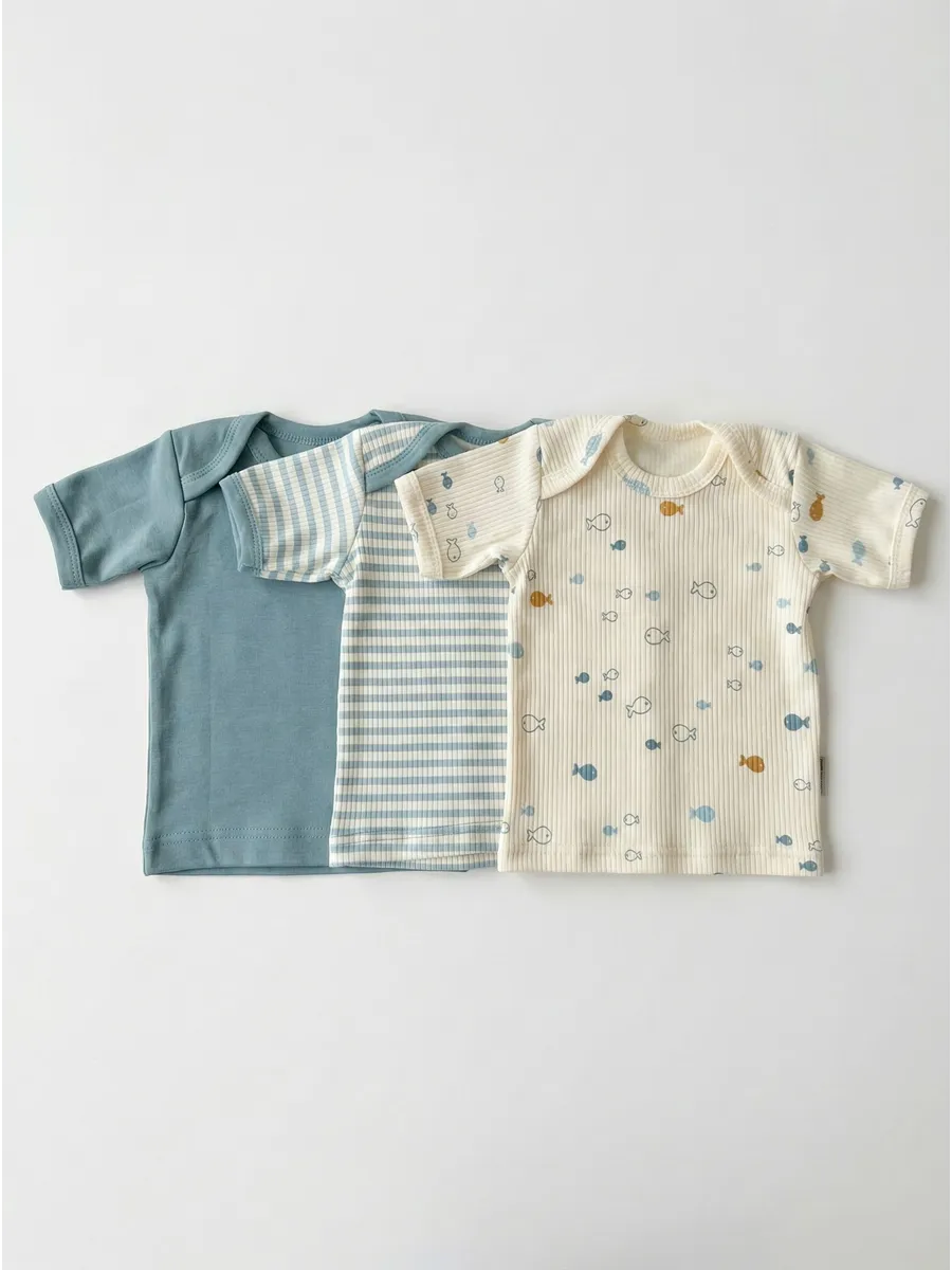 Футболки 3 шт Супер Пупс нбр/3пр/футб/голубыерыбки - фото 1